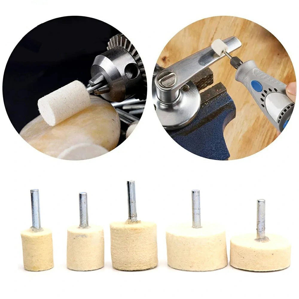6mm 4" Shank 20 - 40mm Pad Wool Felt Polishing Buffing Wheel Grinding Head Metals Rotary Tools Wheels Tool Drill Electric Grinder - HomeDIYer