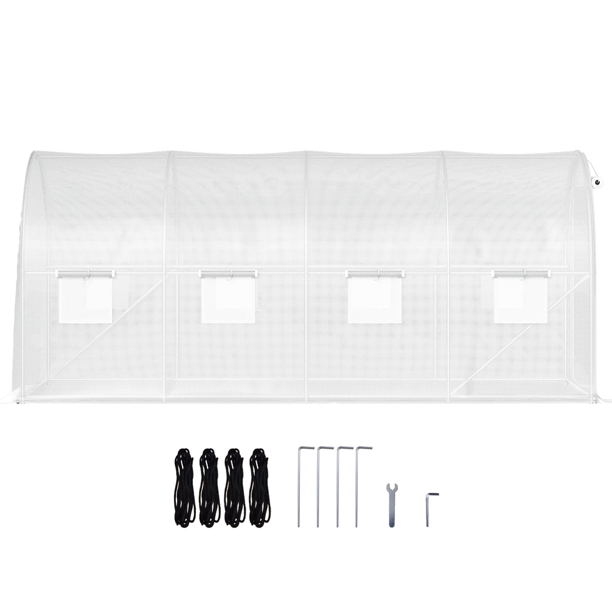 15ft x 6.5ft x 7ft Walk‑In Tunnel Greenhouse — Galvanized Steel Frame Roll‑Up Windows & Zippered Door White
