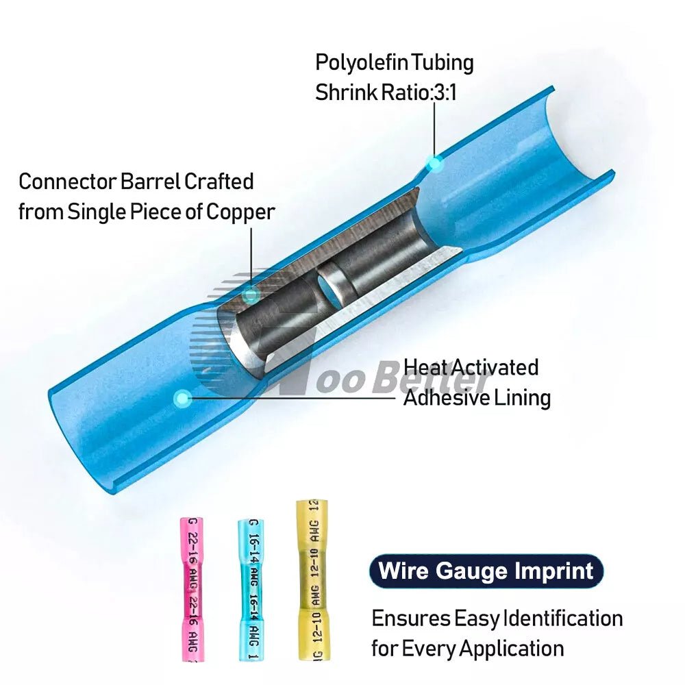 200x Heat Shrink Wire Connectors Assortment Electrical Terminals Crimp Seal Set - HomeDIYer