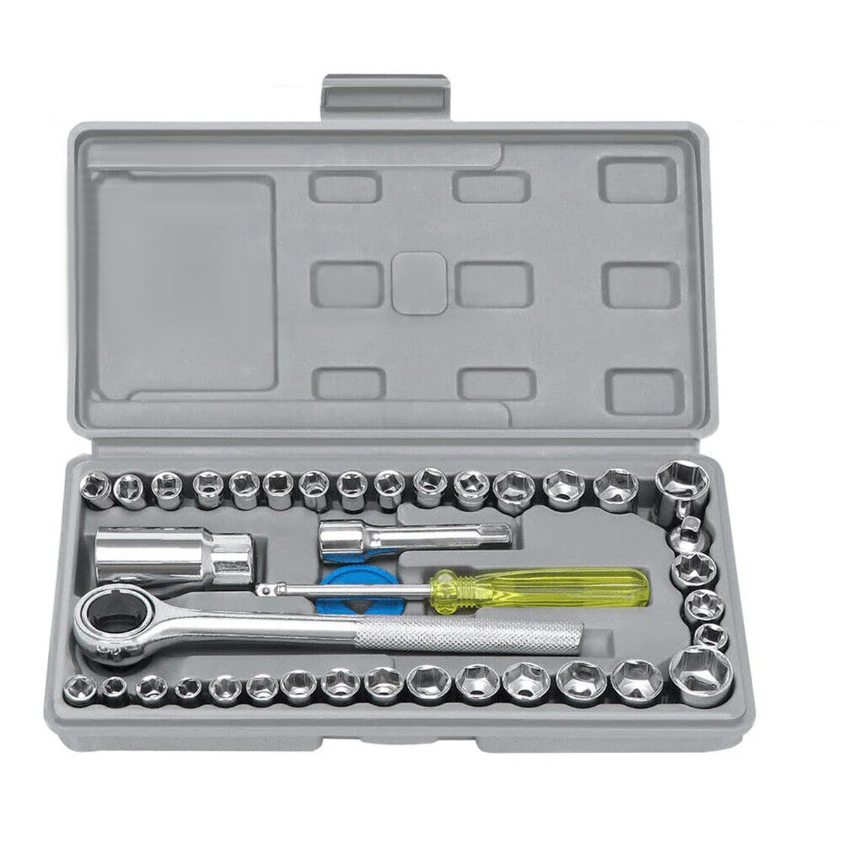 40x Professionelle 1/4 "& 3/8" Steckschlüssel Tool Kit Metric Imperial Ratsche Schrauben