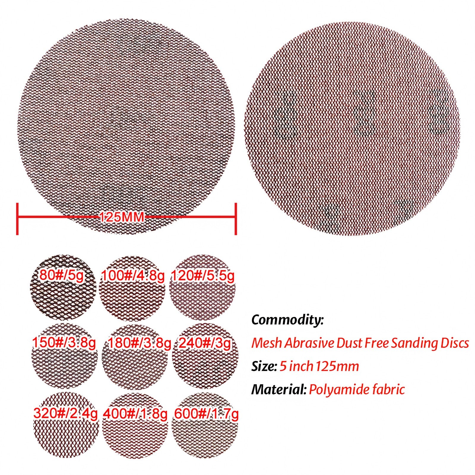 5" & 6" Mesh Sanding Discs — Hook & Loop Sandpaper for Random Orbital and DA Sanders