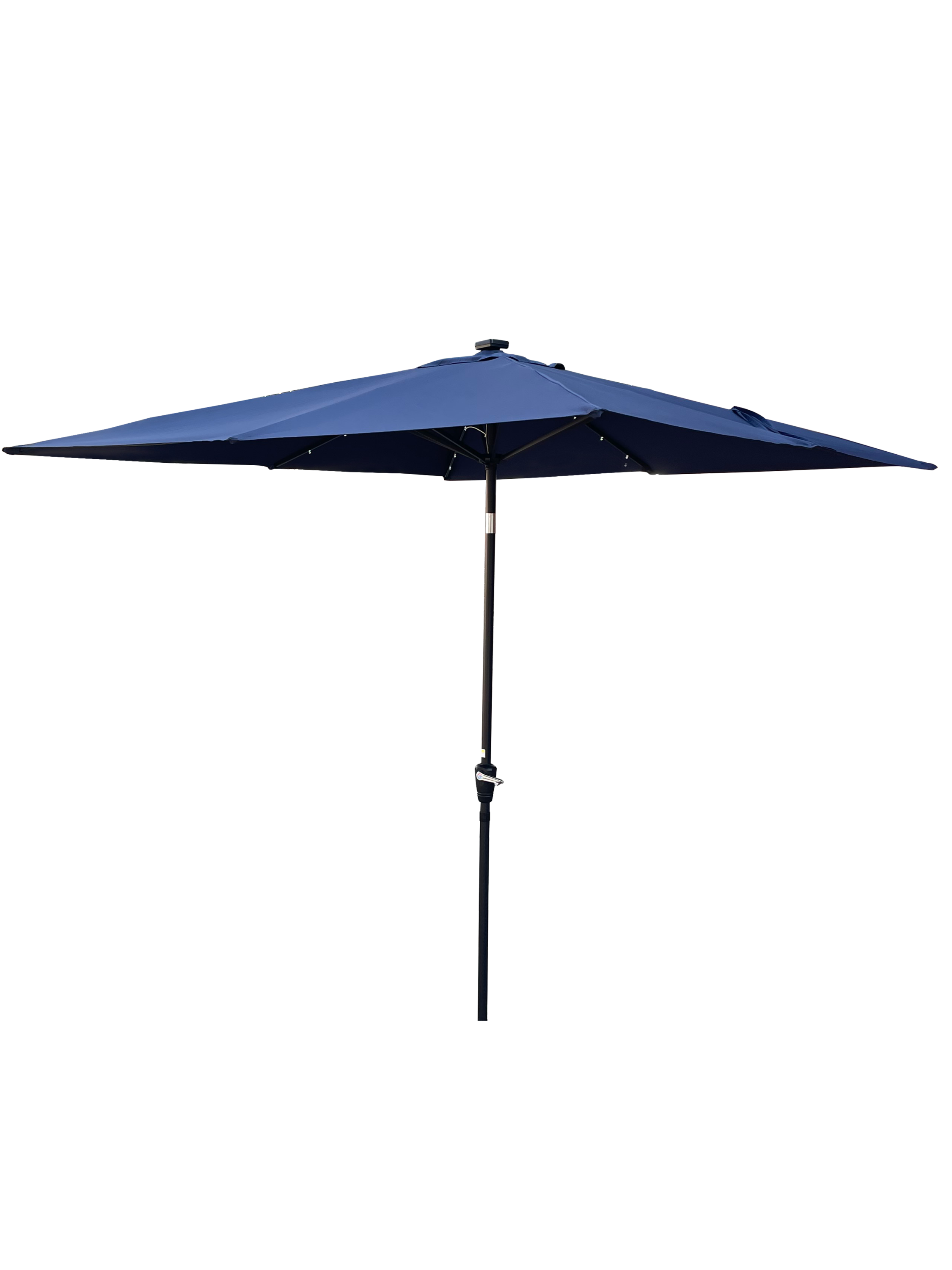 Square Solar LED Patio Umbrella 98in 8-Rib Navy Blue Steel | HomeDIYer