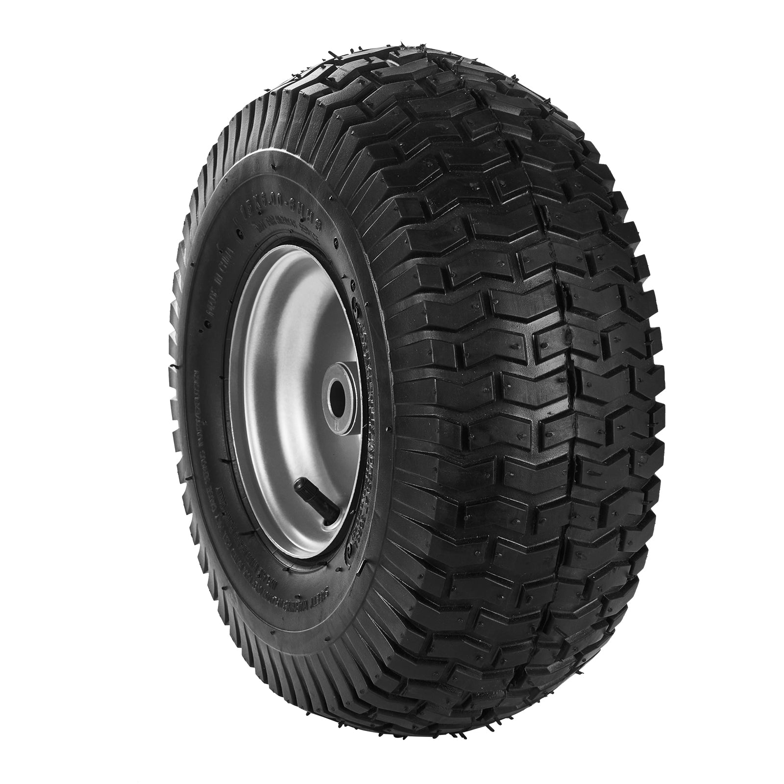 2-Pack 15x6-6" Lawn Tractor Tires โ Turf Pneumatic with Rims, 3" Centered Hub, 16 Adapters