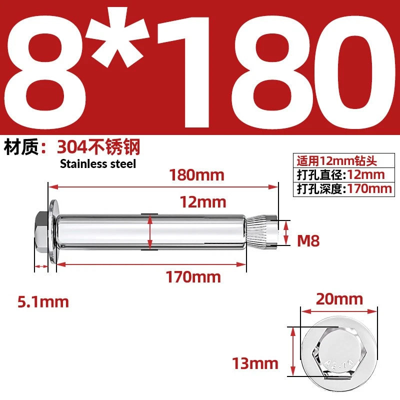 Stainless Steel Masonry Concrete Expansion Anchor Bolt — M6 M8 M10 M12 M16 | 304 & 201 SS