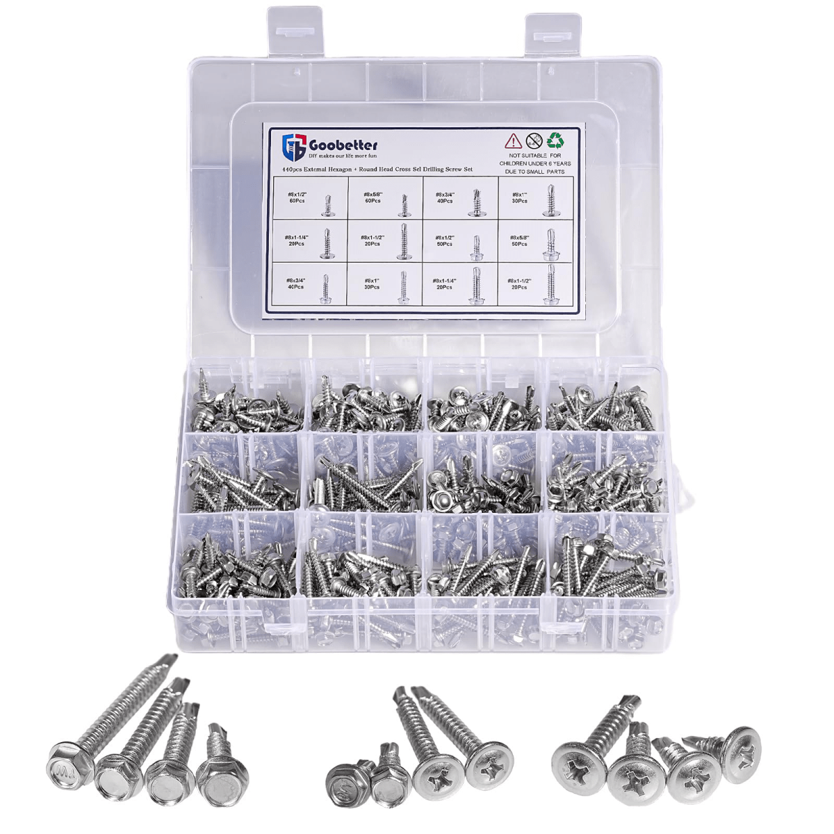 8 Self Tapping Sheet Screws 410 Stainless Steel Assortment Kit for Sheet Metal - HomeDIYer