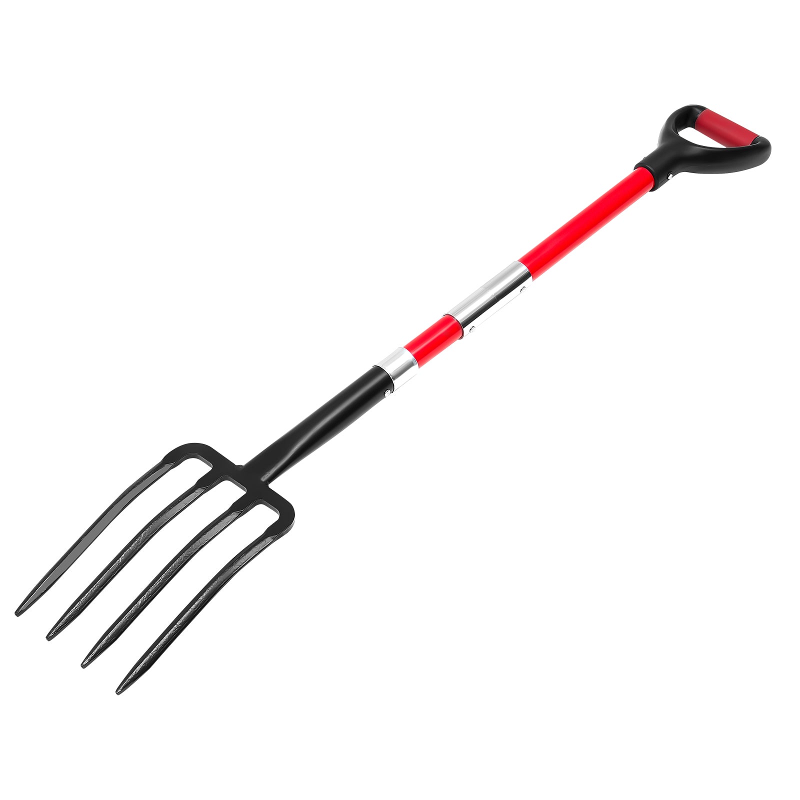 4 Tines Garden Fork Fiberglass Handle 45 in Digging Spading Pitchfork Heavy Duty