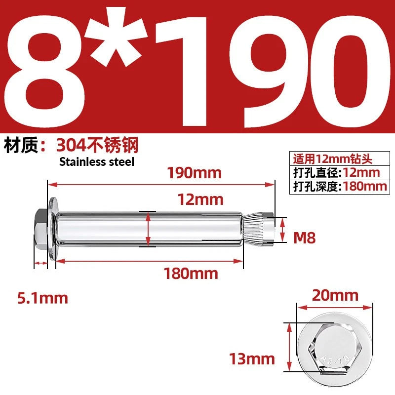 Stainless Steel Masonry Concrete Expansion Anchor Bolt — M6 M8 M10 M12 M16 | 304 & 201 SS