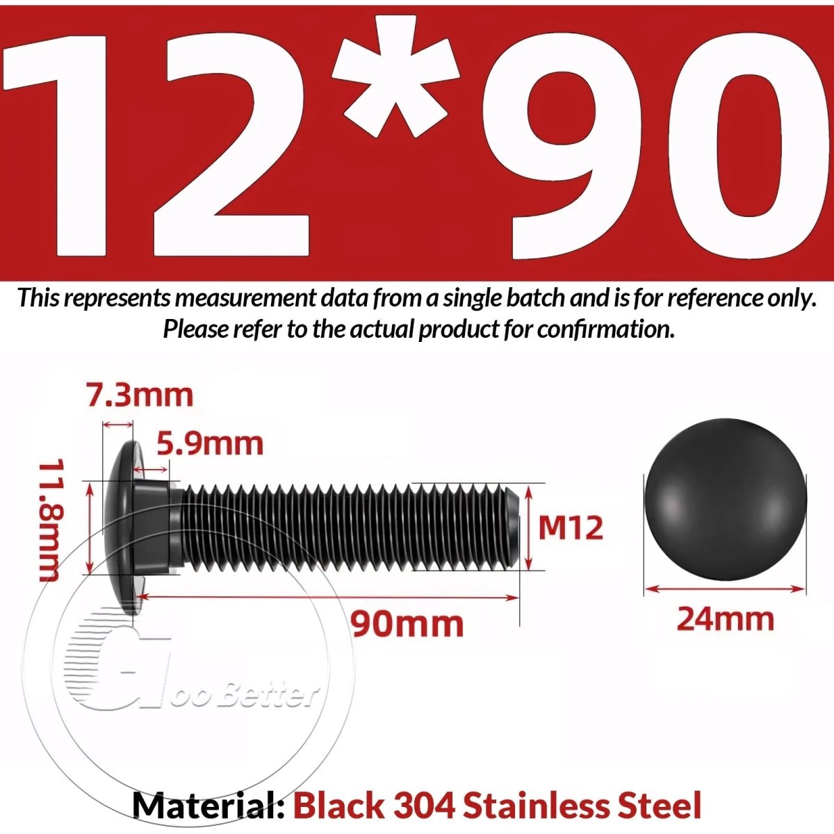 M8 M10 M12 Carriage Bolts – Cup Square Domed Head, Black A2 - 70 Stainless Steel - HomeDIYer
