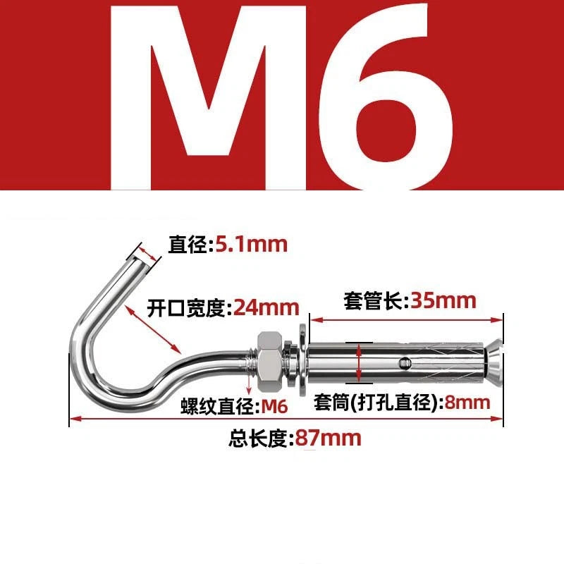 Closed Eye Bolt Expansion Anchor Screws for Concrete Wall — M6 M8 M10 M12