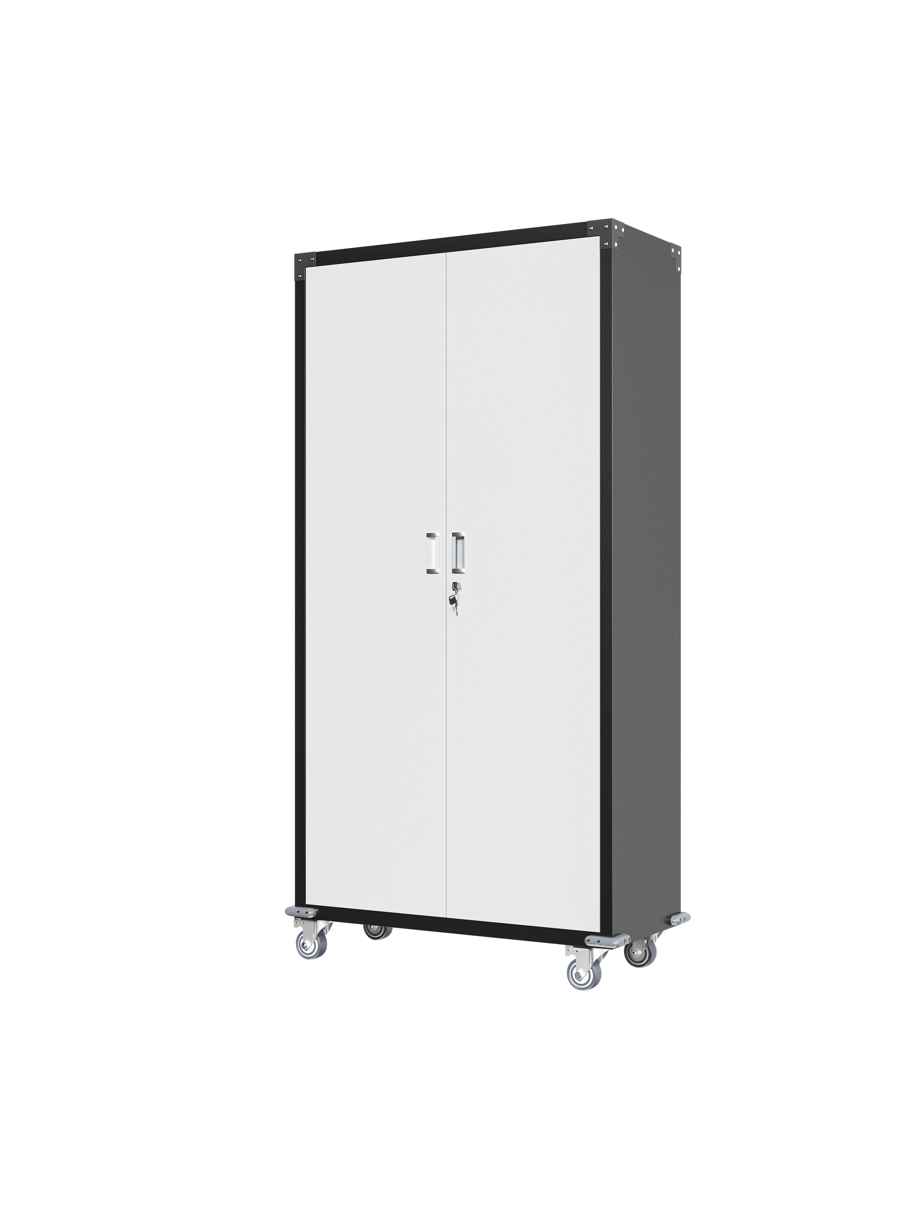 Garage Storage Cabinets with Locking Doors & 4 Adjustable Shelves – Heavy Duty Metal Cabinet with Casters
