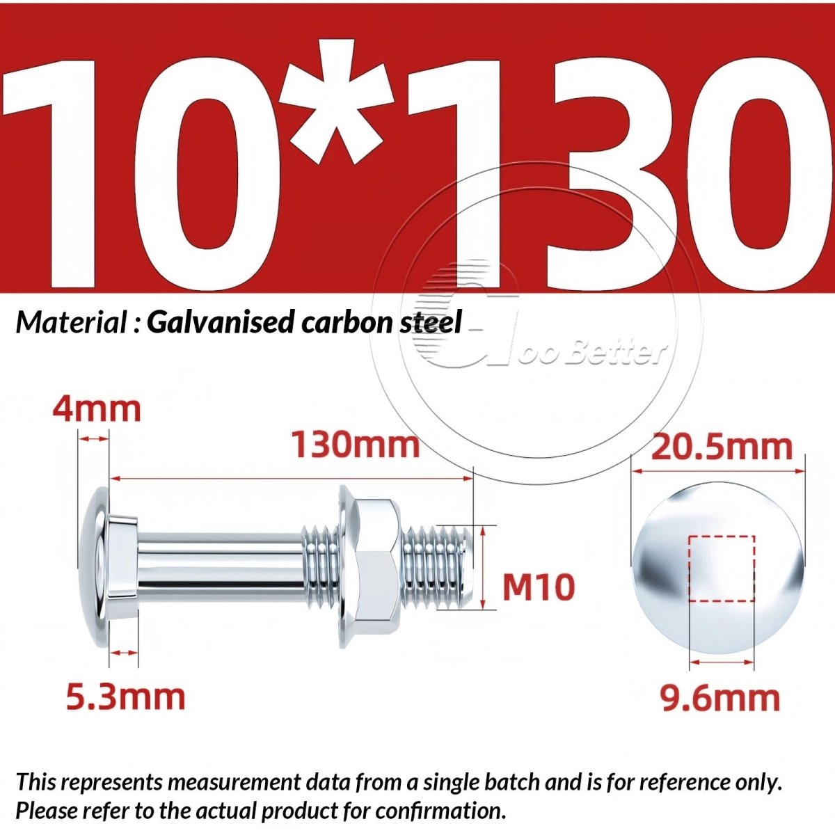 M8 M10 M12 Carriage Bolts with Hex Nuts — Zinc - Plated Steel, Full & Partial Thread - HomeDIYer