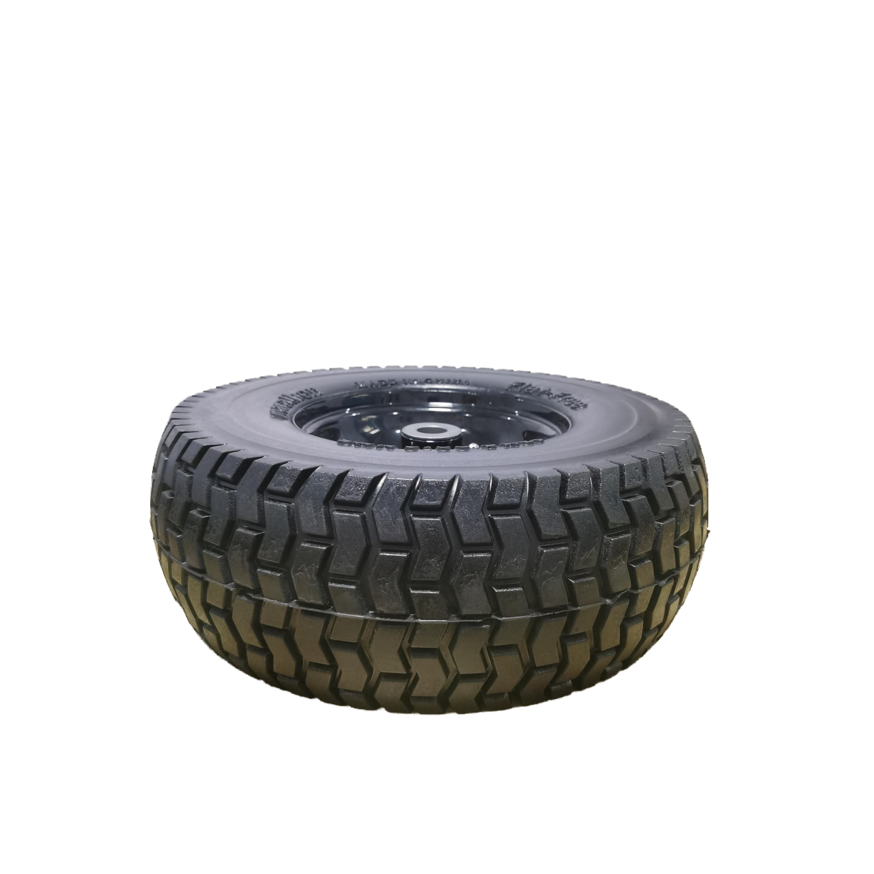 (4-Pack) 13x5.00-6 Flat Free Tire and Wheel Assemblies – Solid Rubber, 3" Centered Hub, 3/4" Bushings, 440 lb Capacity