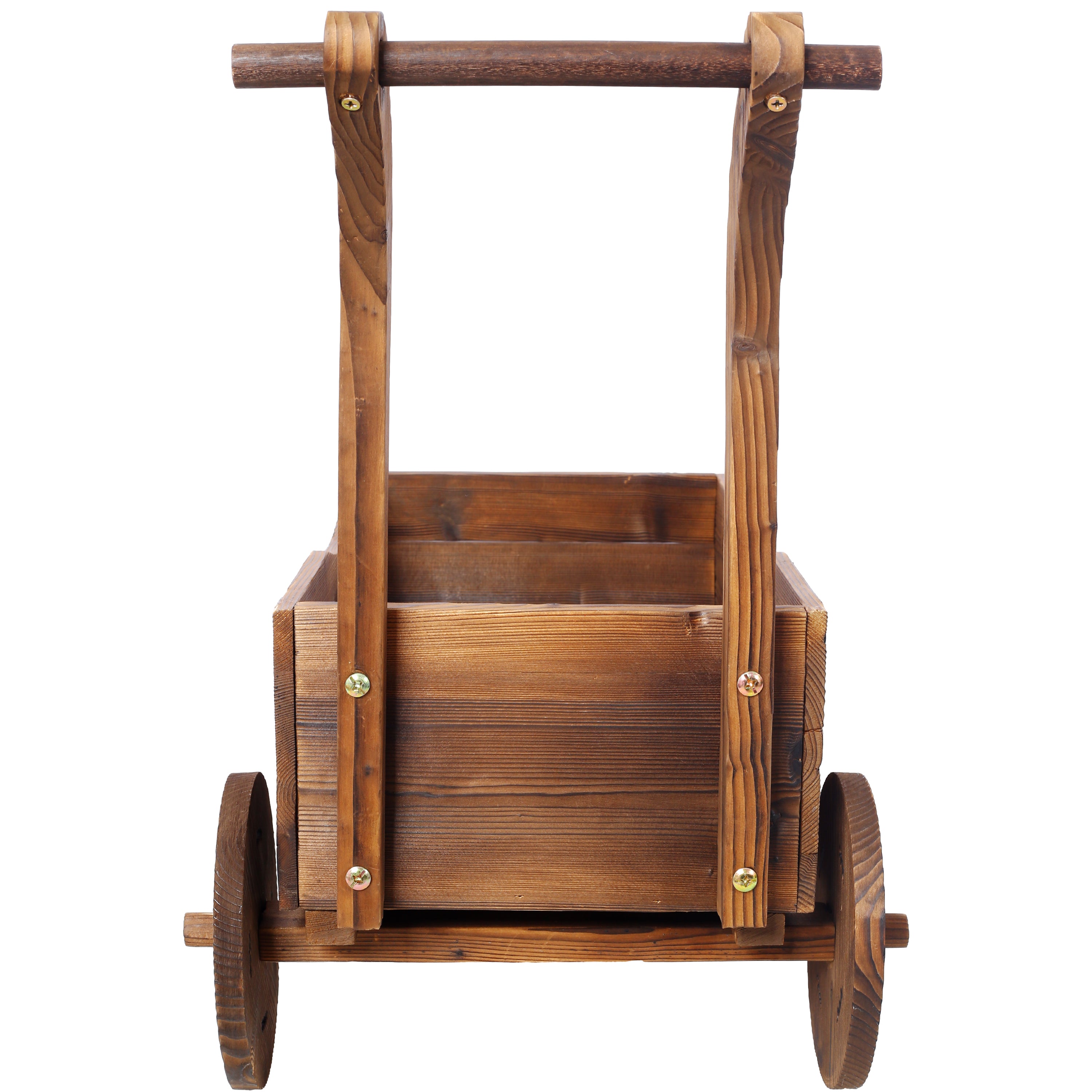 Wooden Wagon Planter Box – Mobile Garden Cart with Wheels & Handle