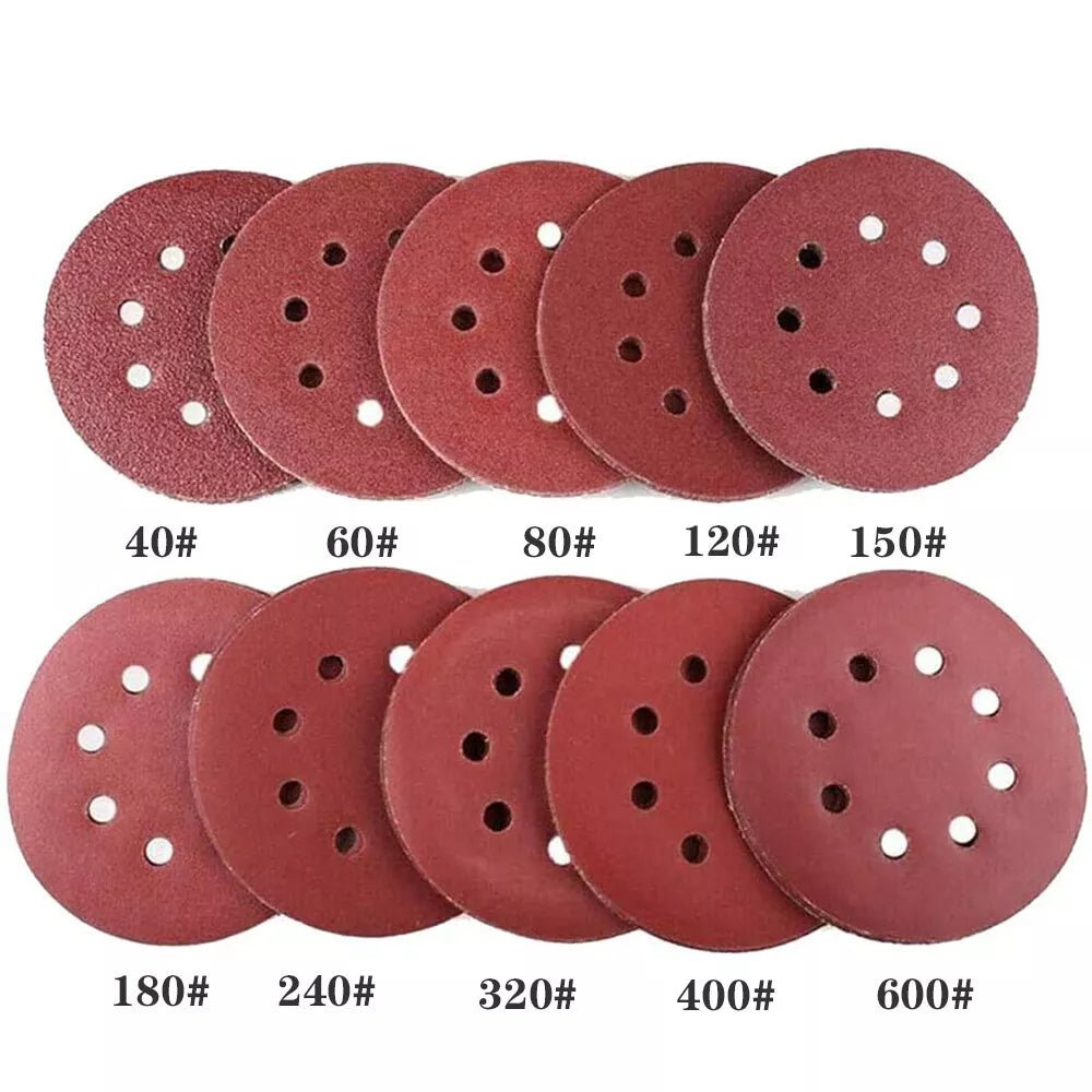 125mm 5" Sanding Discs 8 Hole 40 - 600 Grit Orbital Sander Sheets Sandpaper Pads - HomeDIYer