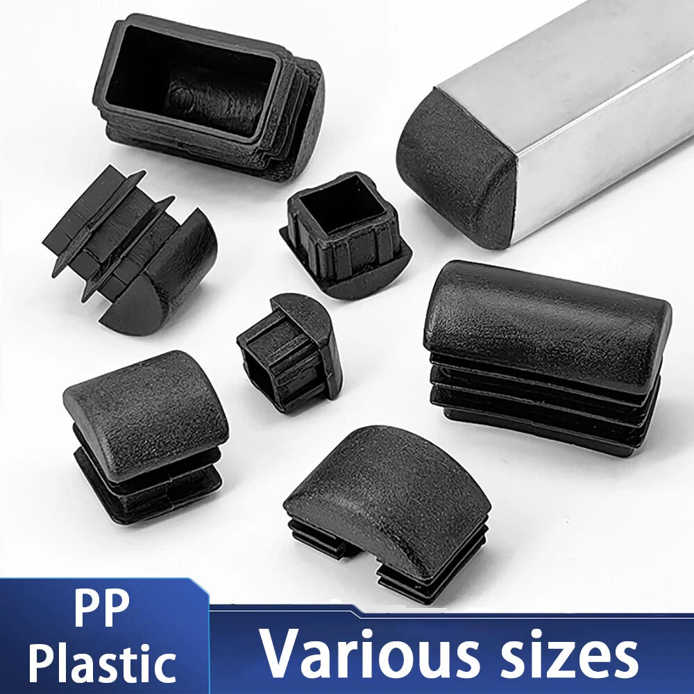 Furniture Tube Inserts Caps Domed End Stoppers for Table Chair Legs Black Square - HomeDIYer