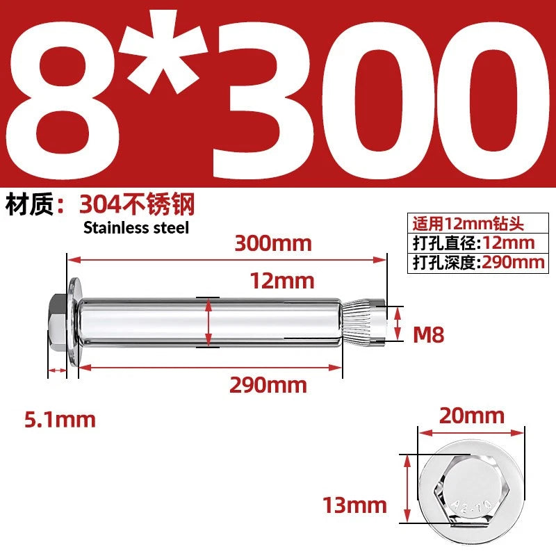 Stainless Steel Masonry Concrete Expansion Anchor Bolt — M6 M8 M10 M12 M16 | 304 & 201 SS