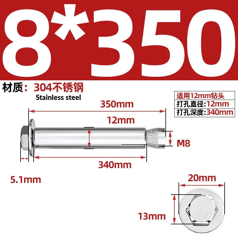 Stainless Steel Masonry Concrete Expansion Anchor Bolt — M6 M8 M10 M12 M16 | 304 & 201 SS