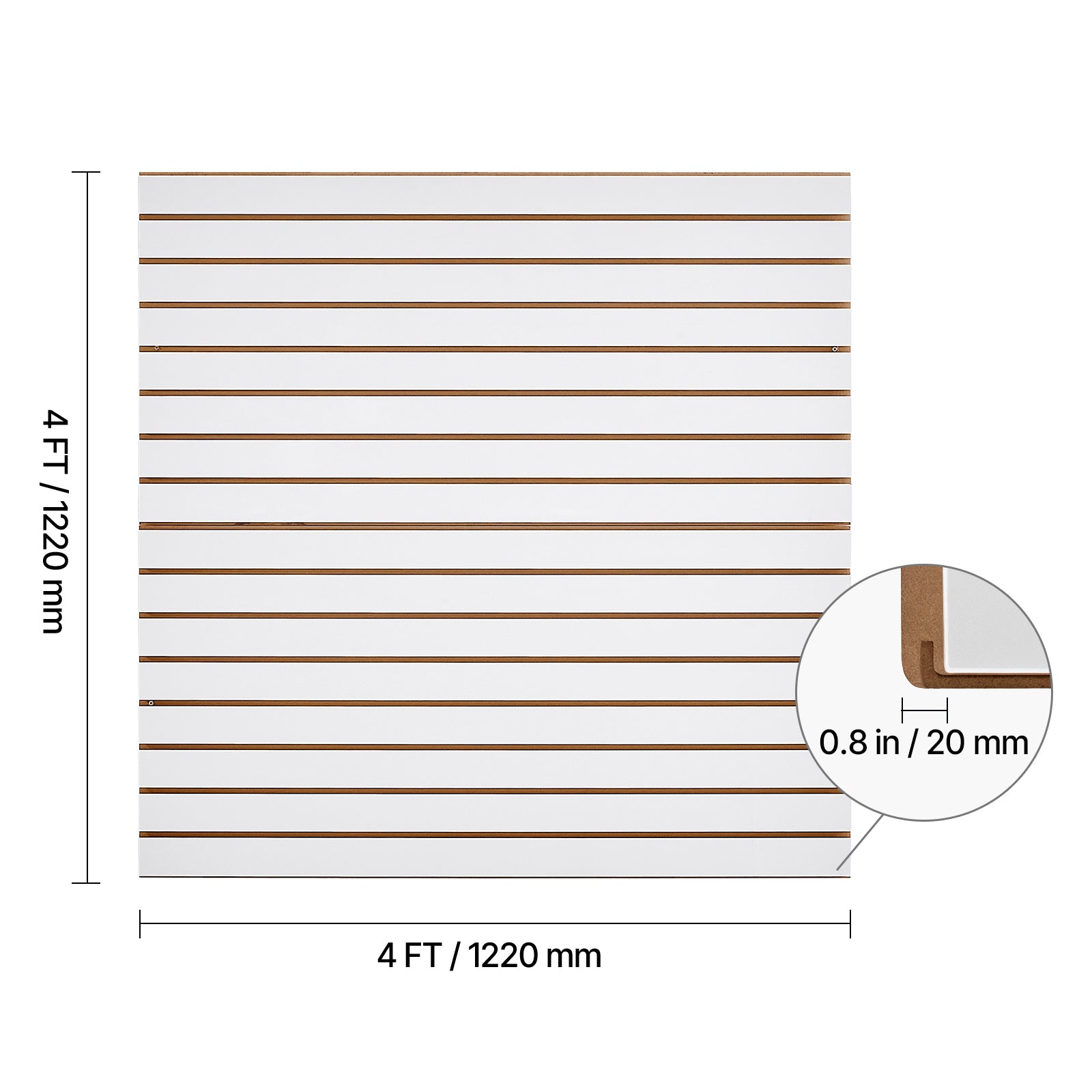 4 x 4 ft Slat Wall Paneling MDF White Garage Slatwall with Modular Design