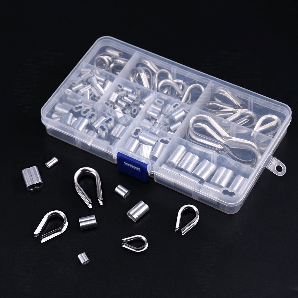 195Pcs Wire Rope Cable Thimbles and Crimping Sleeve Kit A2 Stainless Steel M2 - M5 - HomeDIYer