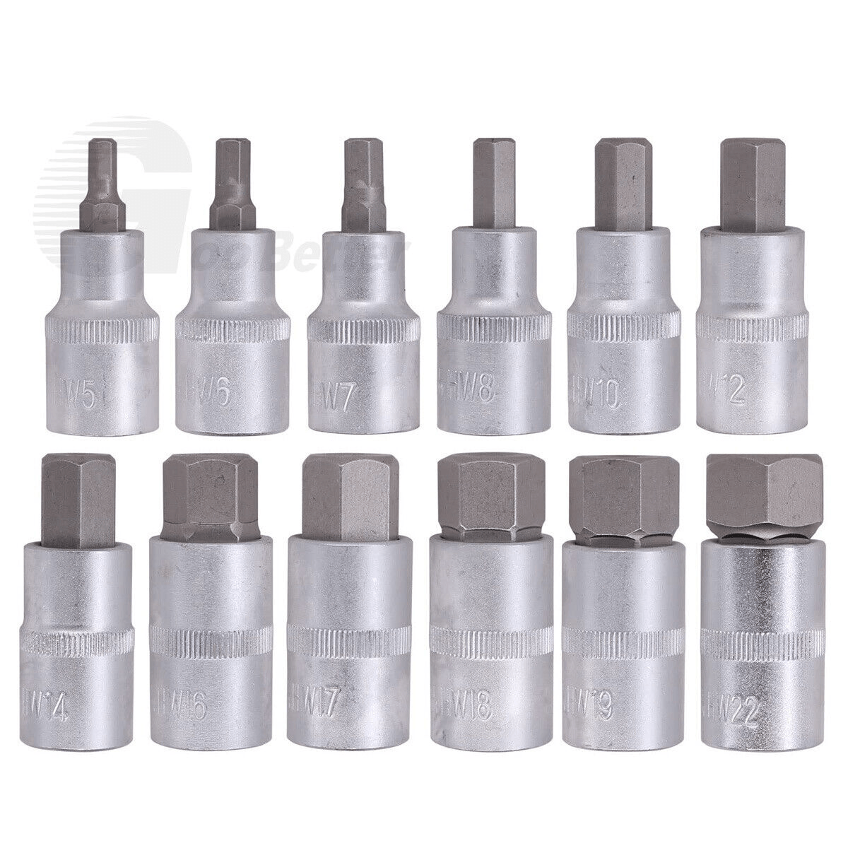 12Pcs 1/2 inch Drive Impact Hex Bit Socket Set H5 H6 H7 H8 H10 H12 H14 H16 H17 H18 H19 H22 Hex Key Sockets Set Hand - HomeDIYer