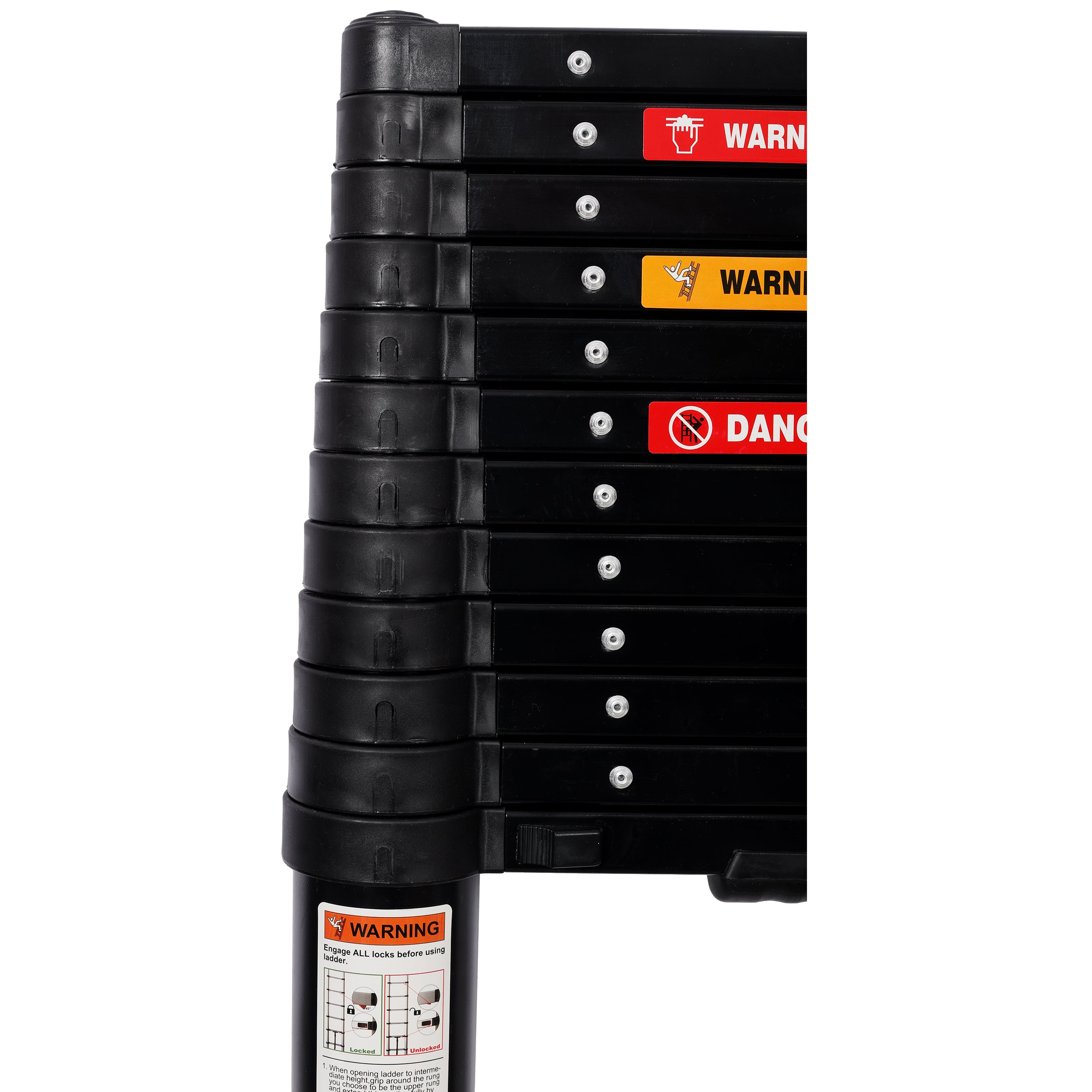 12.5FT Telescopic Ladder – Heavy Duty Aluminum Extension Ladder with Slow-Down Safety & Non-Slip Feet