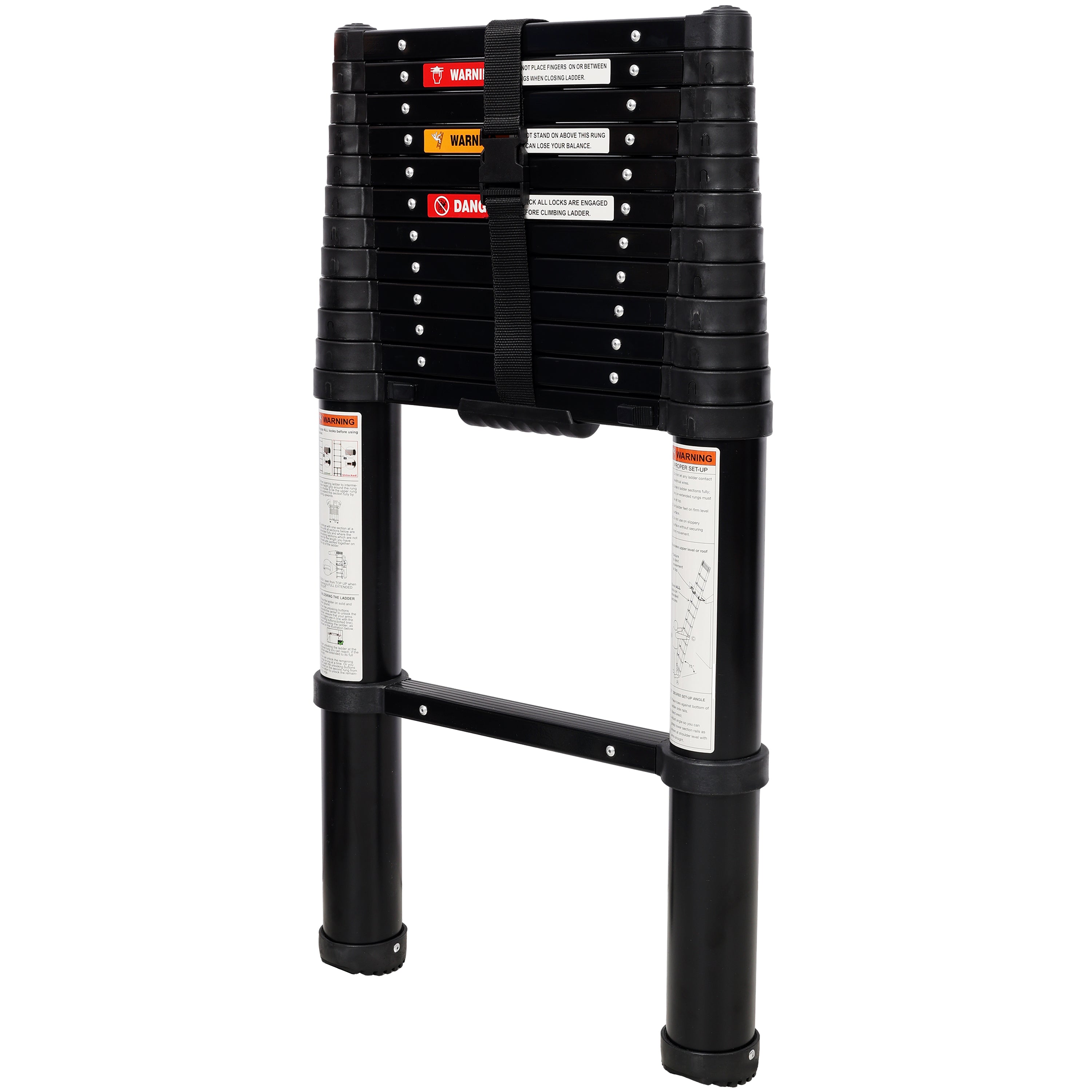 12.5FT Telescopic Ladder – Heavy Duty Aluminum Extension Ladder with Slow-Down Safety & Non-Slip Feet