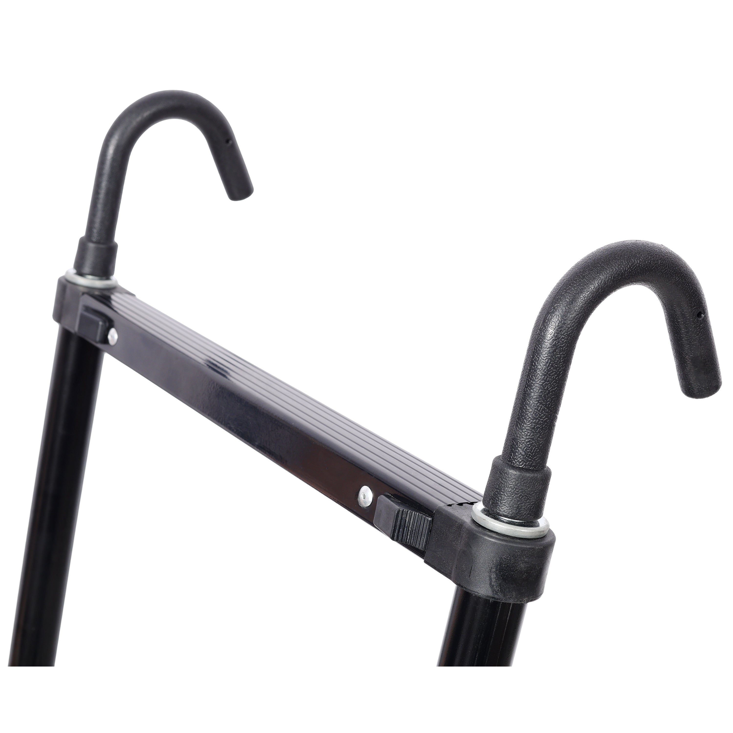 12.5FT Telescopic Aluminum Ladder — 330 lb Capacity, Slow‑Down Safety, Stabilizer & Hooks, Black
