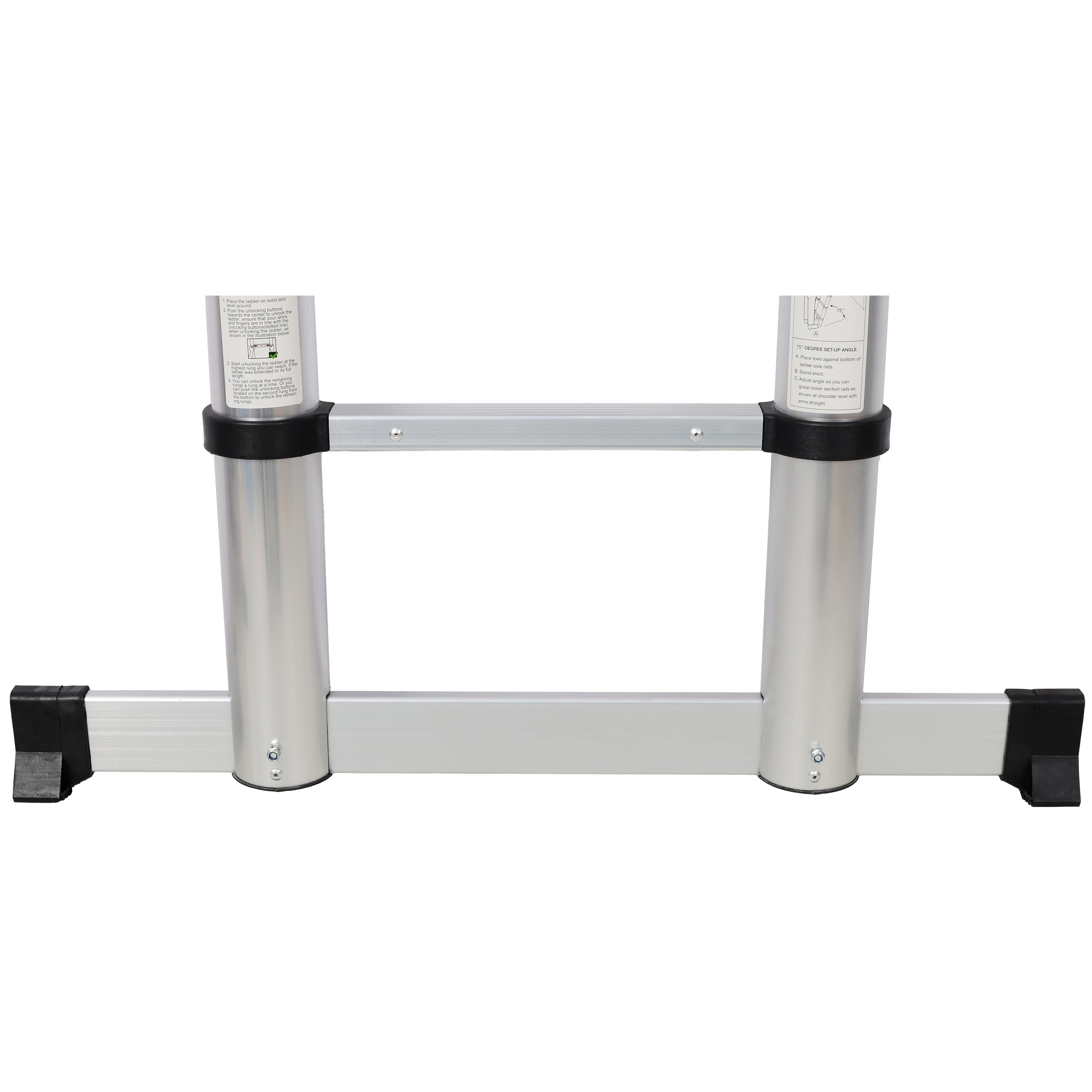 12.5FT Telescopic Aluminum Ladder with Slow‑Down Safety & Stabilizer — 330 lb Capacity, Silver
