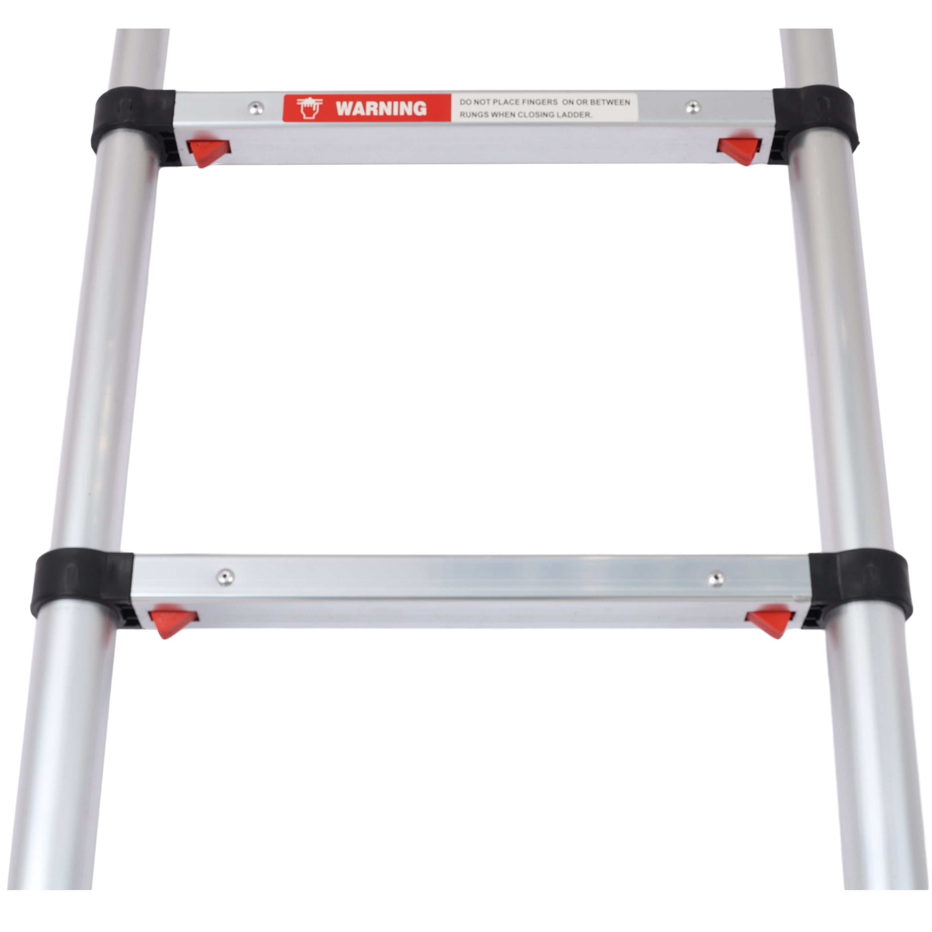 12.5FT Telescopic Aluminum Ladder with Slow‑Down Safety & Stabilizer — 330 lb Capacity, Silver