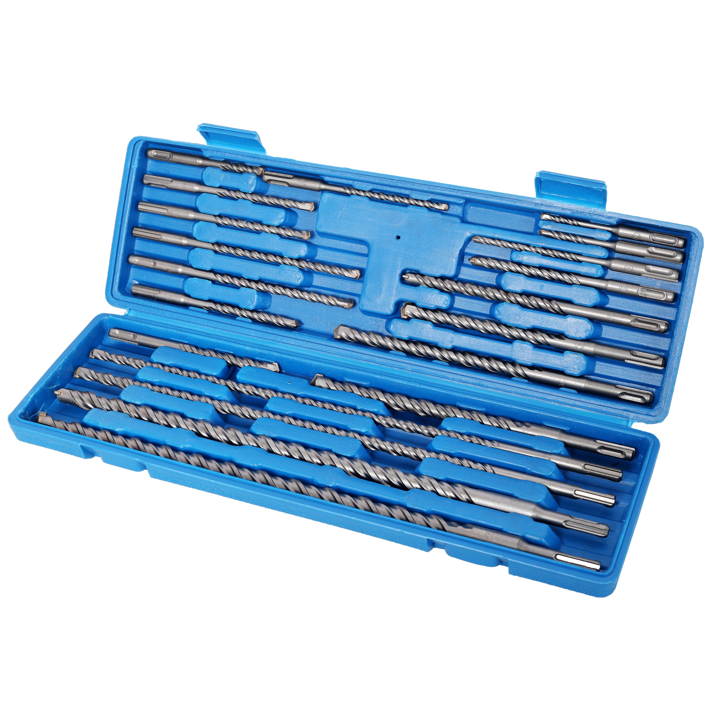 20‑Piece SDS Plus Hammer Drill Bit Set — Carbide Tipped, for Concrete, Stone & Brick, Blue Case