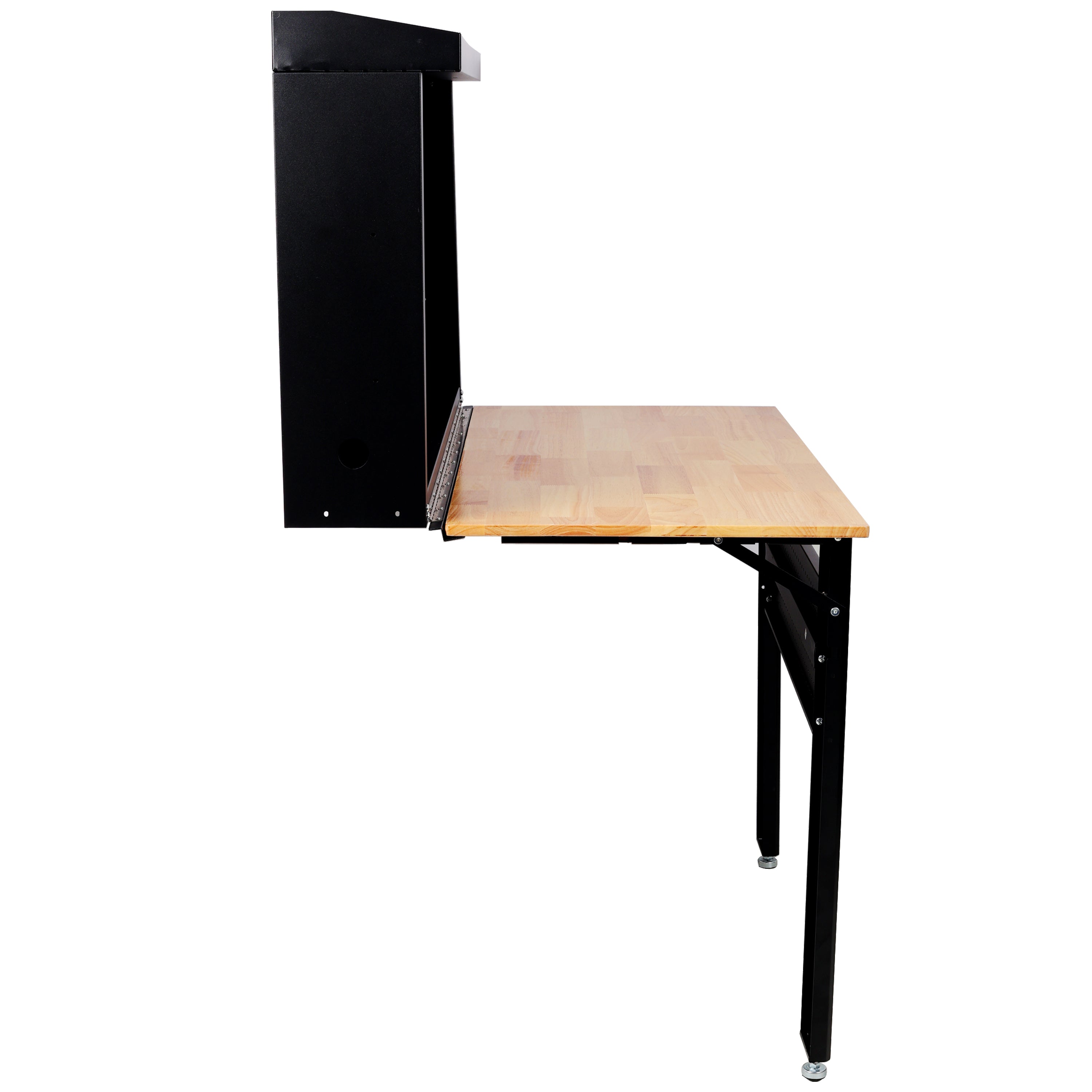 Wall Mounted Folding Workbench with Pegboard, Rubberwood Work Surface, 440 lb Capacity, 47.25"W x 32.5"D