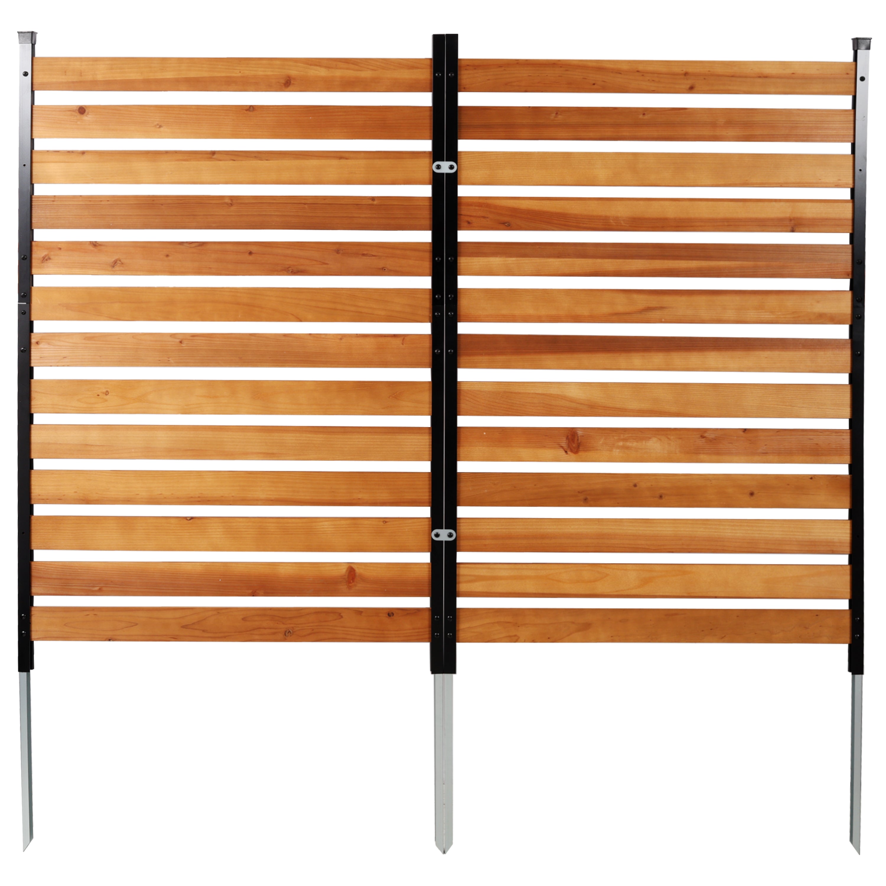 2‑Panel Solid Wood Outdoor Privacy Screen — 38" W x 76" H Each, AC Fence & Trash Can Enclosure, Brown