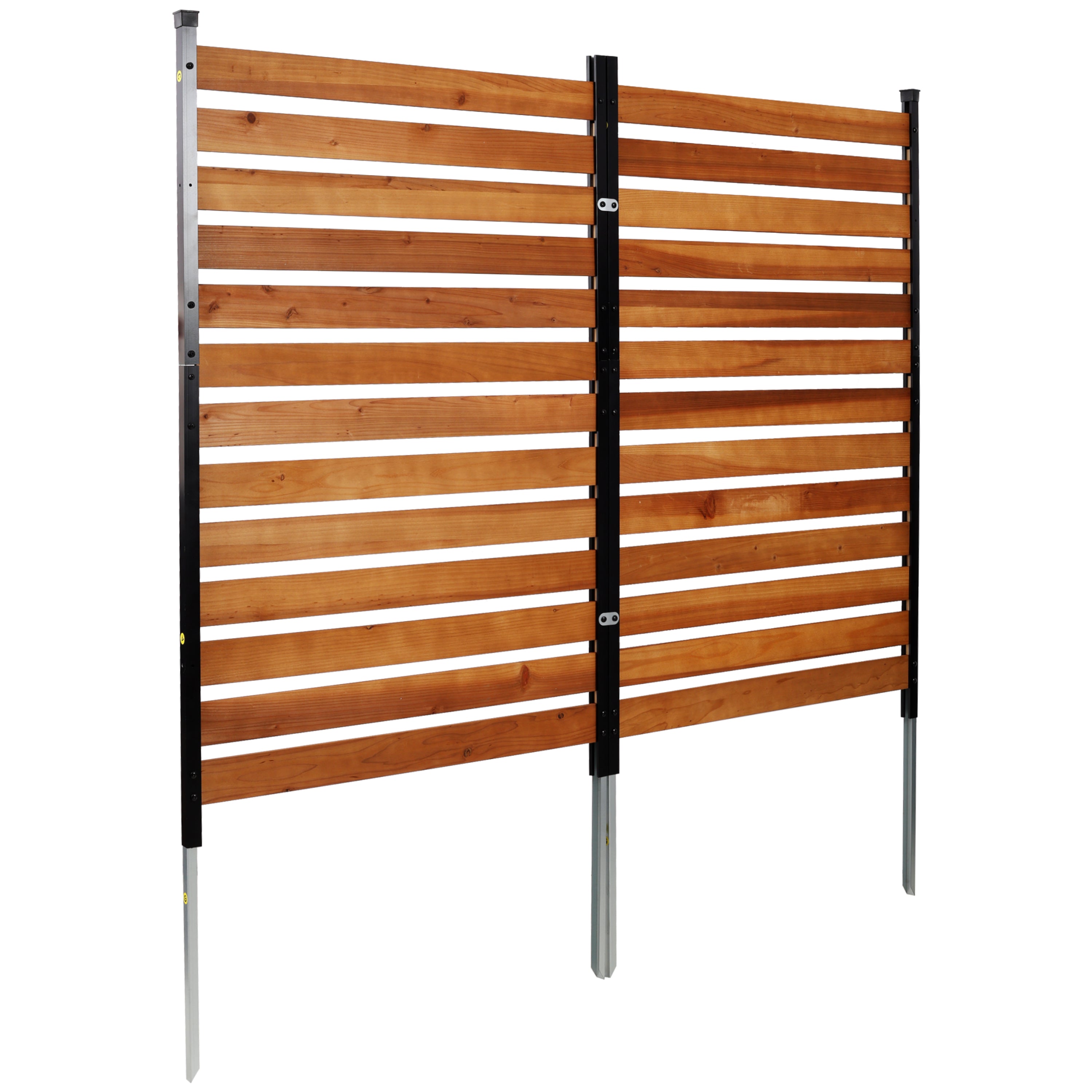 2‑Panel Solid Wood Outdoor Privacy Screen — 38" W x 76" H Each, AC Fence & Trash Can Enclosure, Brown