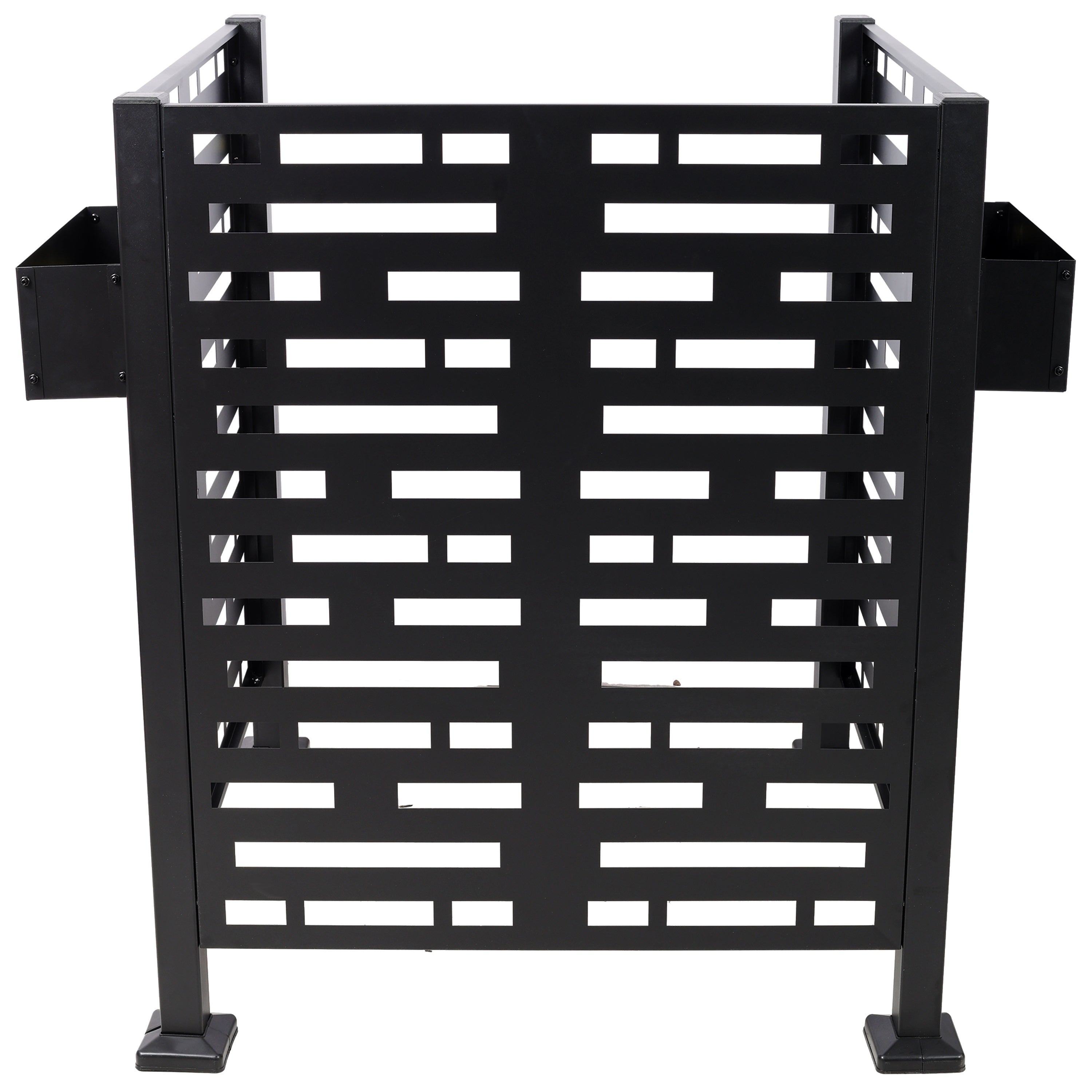 3 x 3 FT Metal Privacy Fence with Planter Boxes — AC Unit & Trash Can Enclosure, Black