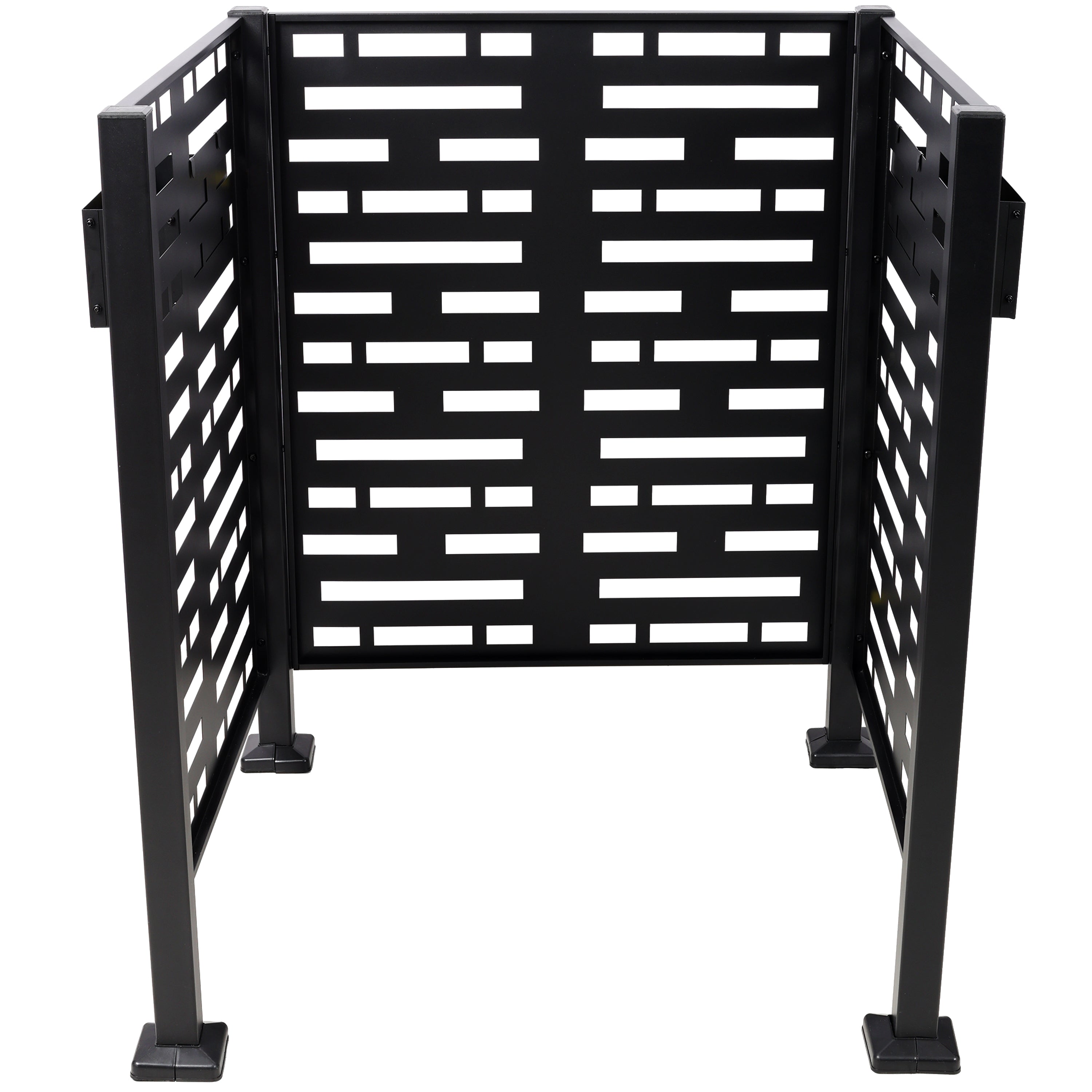 3 x 3 FT Metal Privacy Fence with Planter Boxes — AC Unit & Trash Can Enclosure, Black