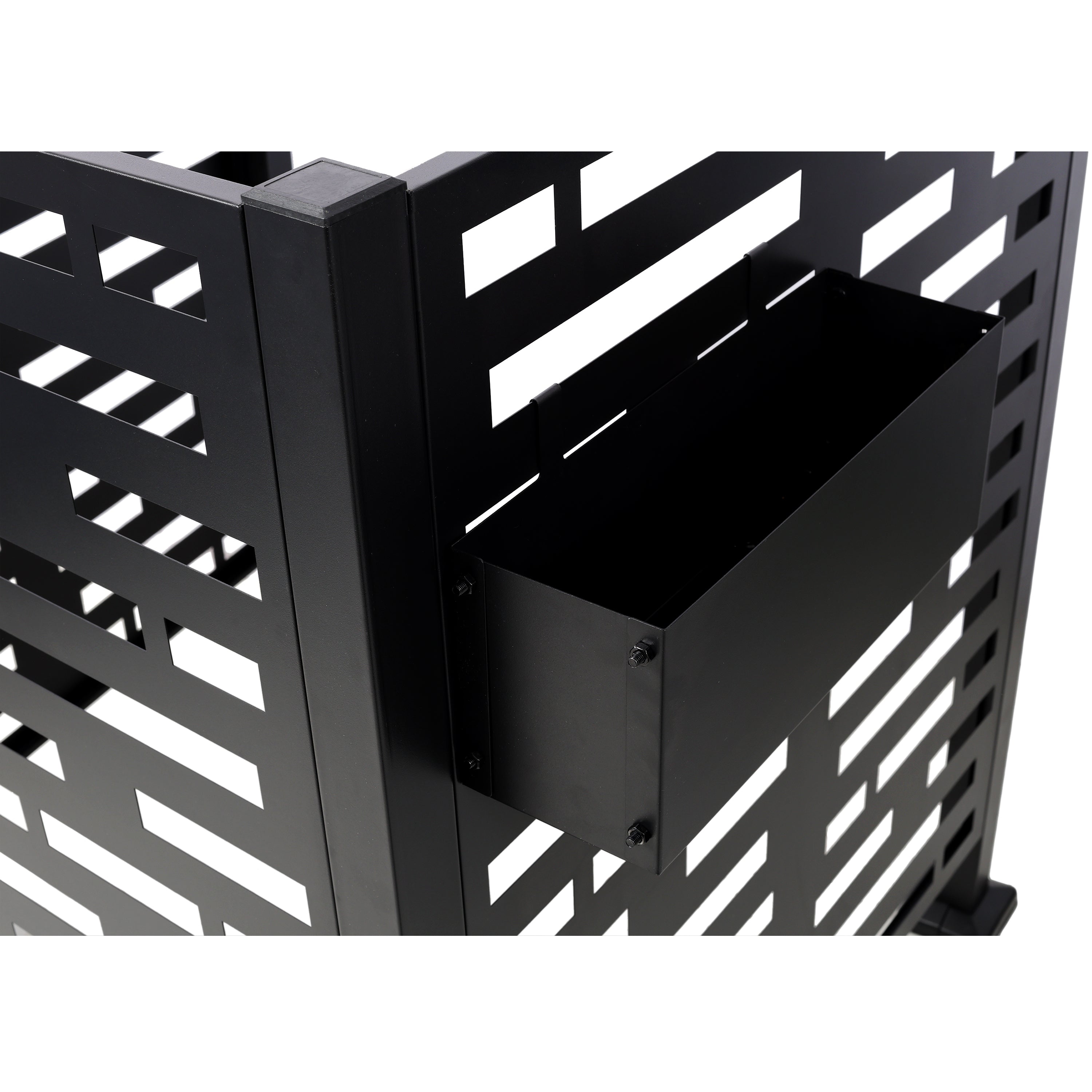 3 x 3 FT Metal Privacy Fence with Planter Boxes — AC Unit & Trash Can Enclosure, Black