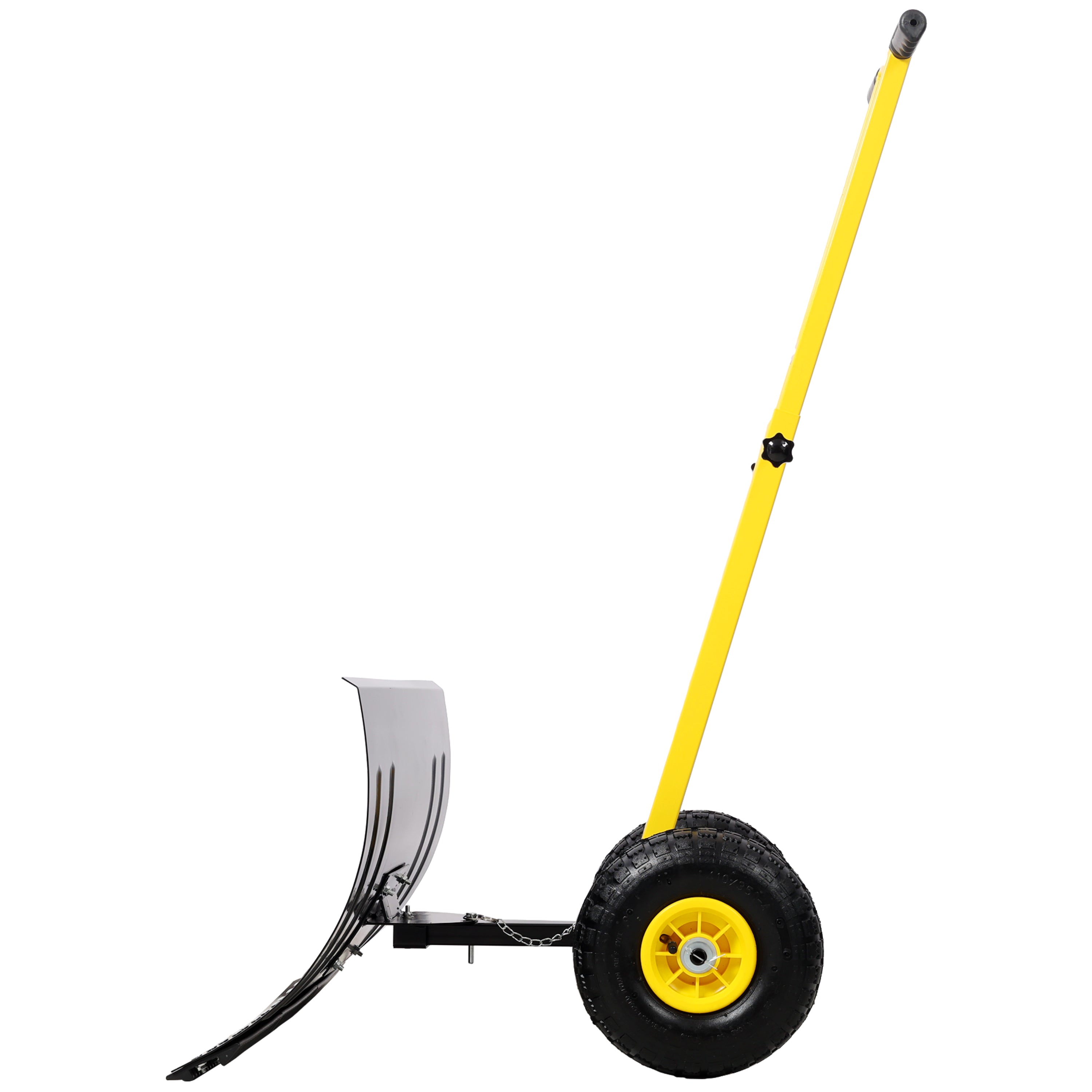 Dual Bar Snow Shovel with Wheels, Snow Pusher, Adjustable Length handle, Adjustable Angle Handle & Blade Snow Removal Tool, 29" Blade, 10" Wheels,Yellow