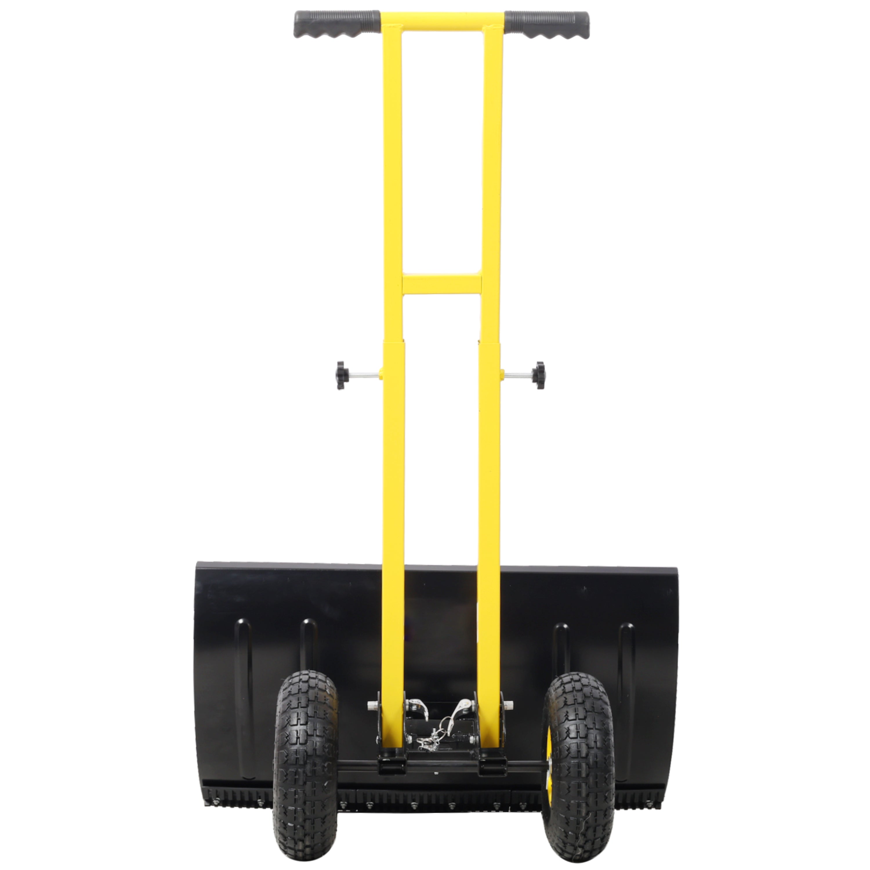 Dual Bar Snow Shovel with Wheels, Snow Pusher, Adjustable Length handle, Adjustable Angle Handle & Blade Snow Removal Tool, 29" Blade, 10" Wheels,Yellow