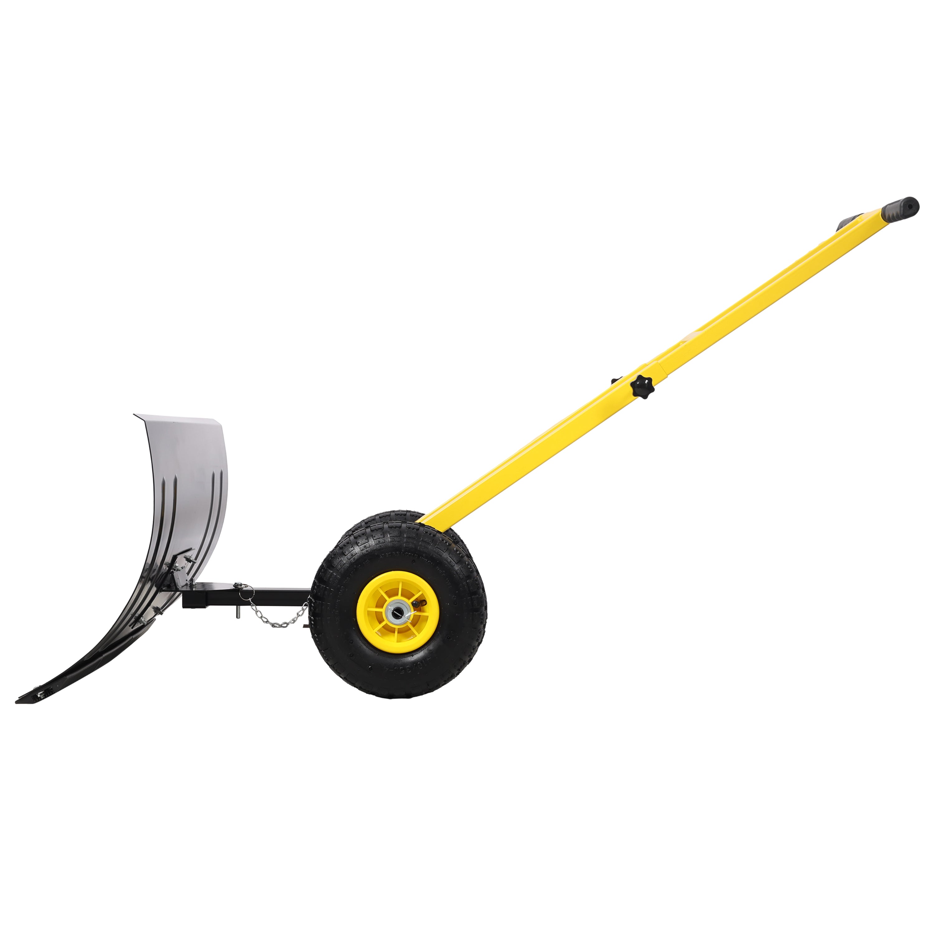 Dual Bar Snow Shovel with Wheels, Snow Pusher, Adjustable Length handle, Adjustable Angle Handle & Blade Snow Removal Tool, 29" Blade, 10" Wheels,Yellow