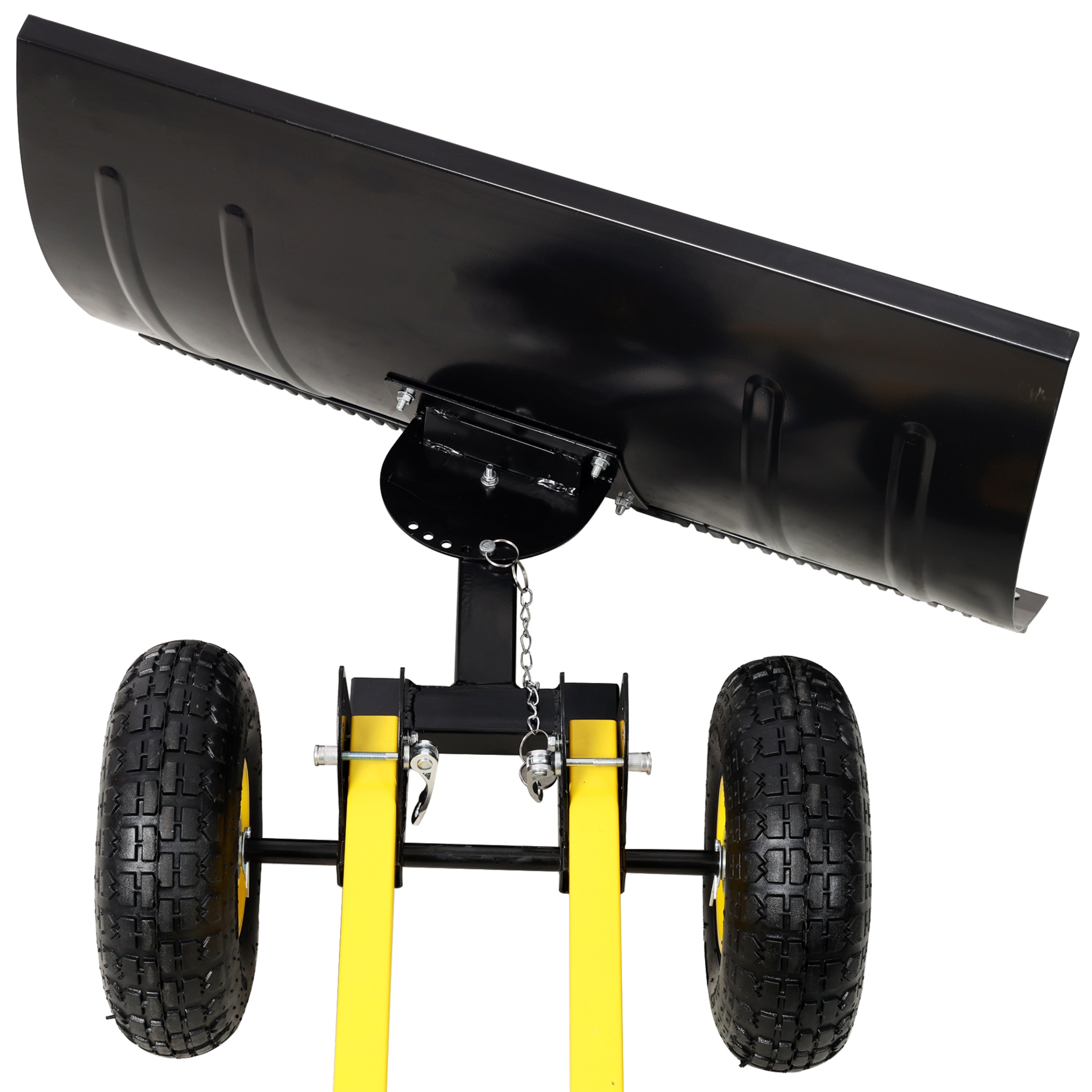 Dual Bar Snow Shovel with Wheels, Snow Pusher, Adjustable Length handle, Adjustable Angle Handle & Blade Snow Removal Tool, 29" Blade, 10" Wheels,Yellow
