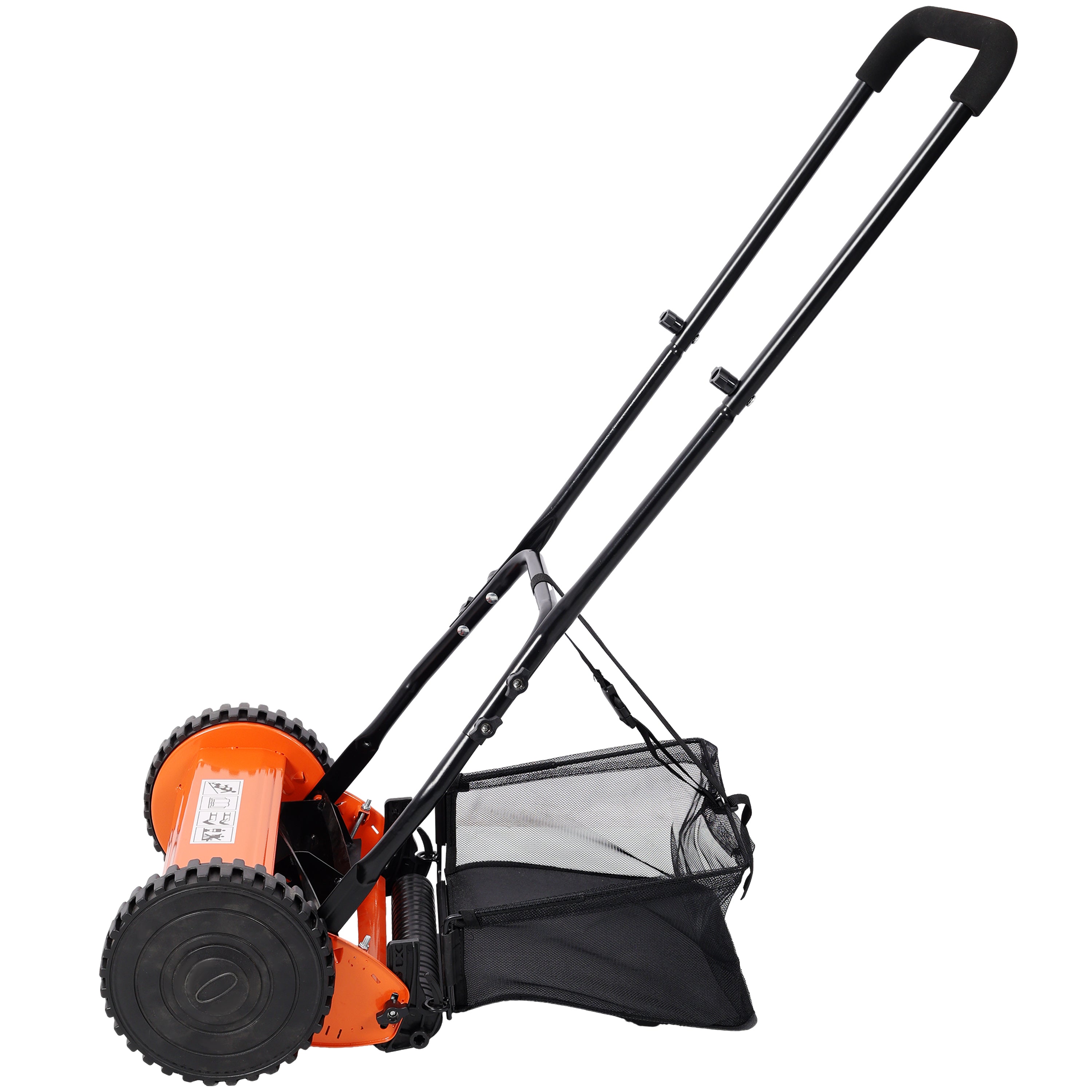 14-Inch 5-Blade Push Reel Lawn Mower with Grass Catcher, ORANGE COLOR