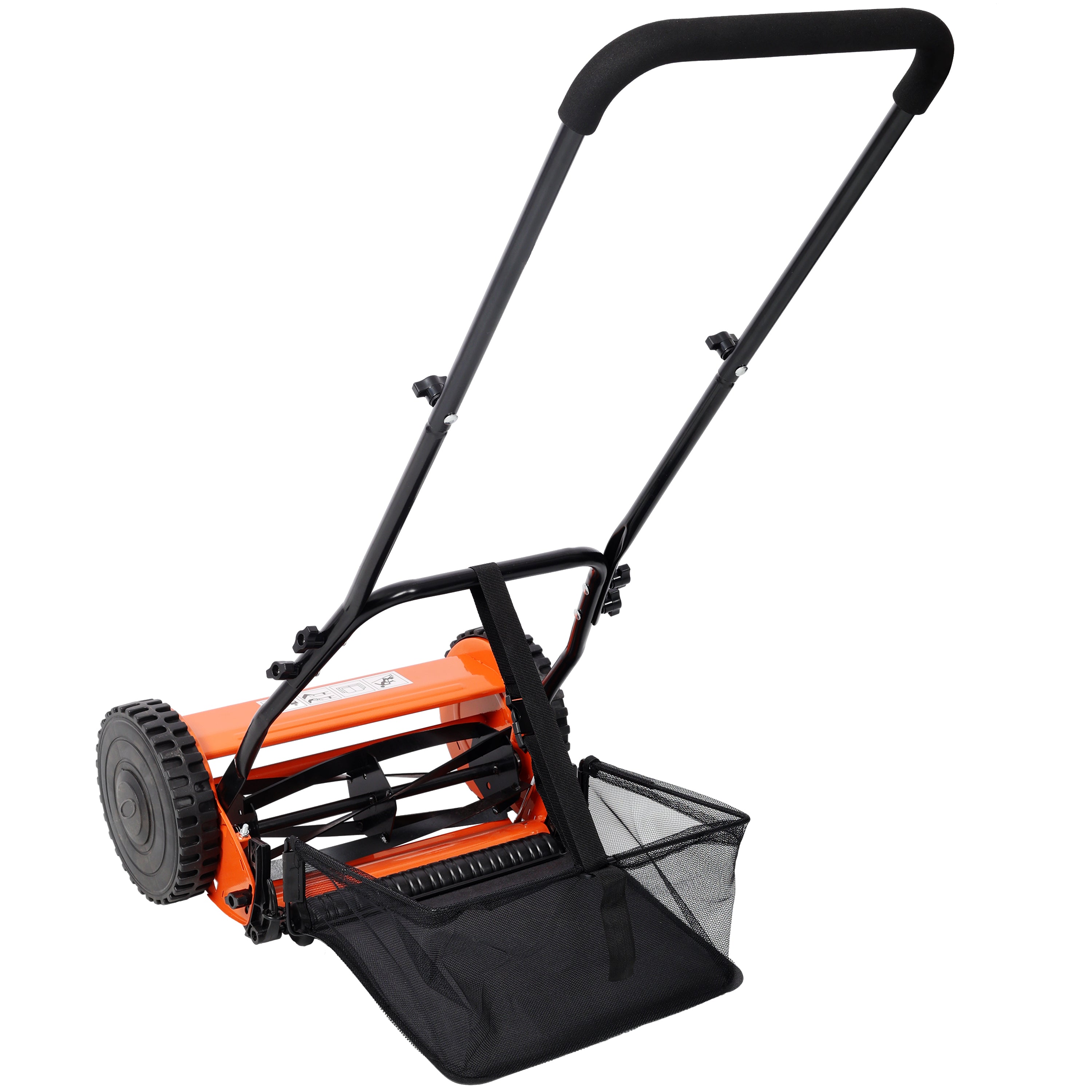 14-Inch 5-Blade Push Reel Lawn Mower with Grass Catcher, ORANGE COLOR