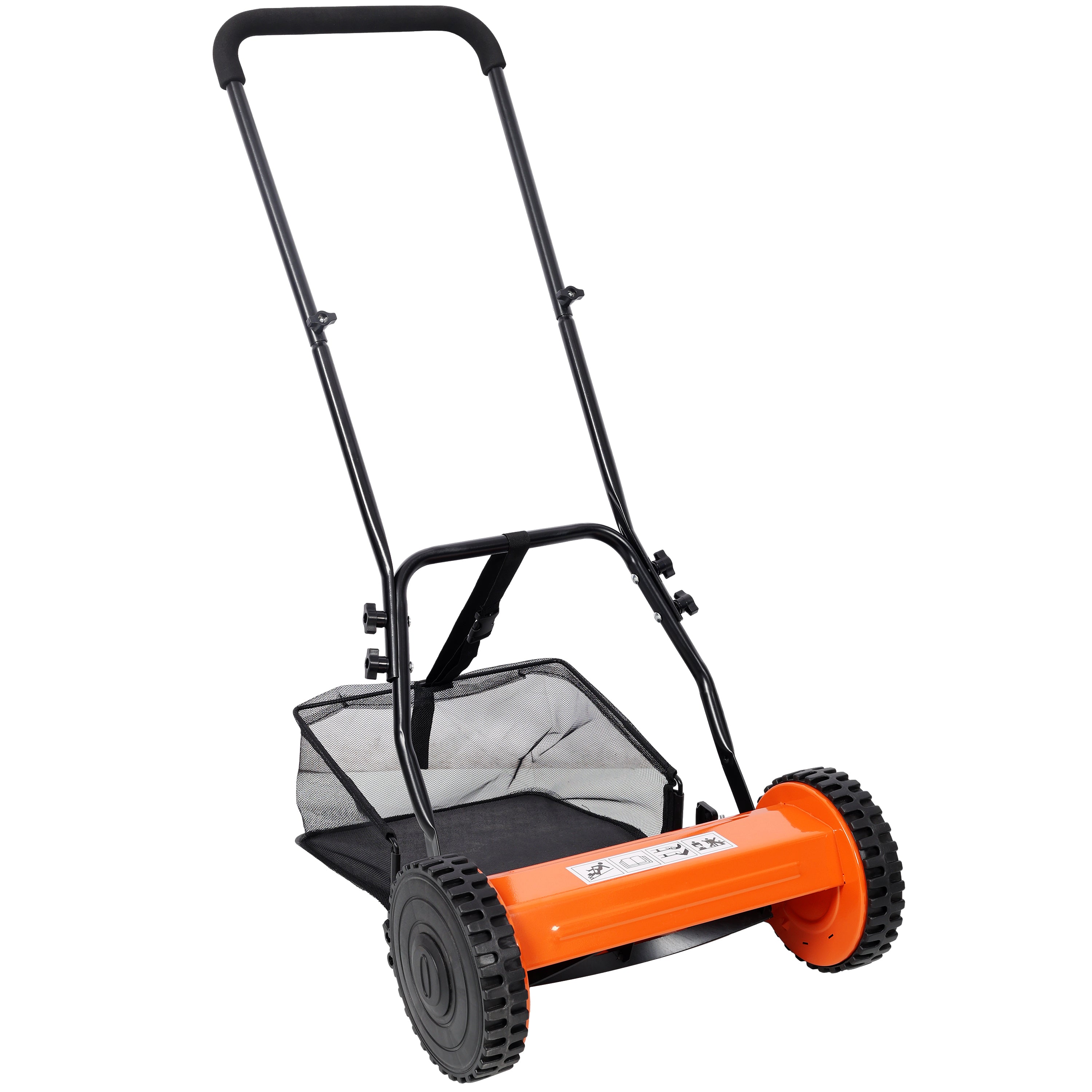 14-Inch 5-Blade Push Reel Lawn Mower with Grass Catcher, ORANGE COLOR