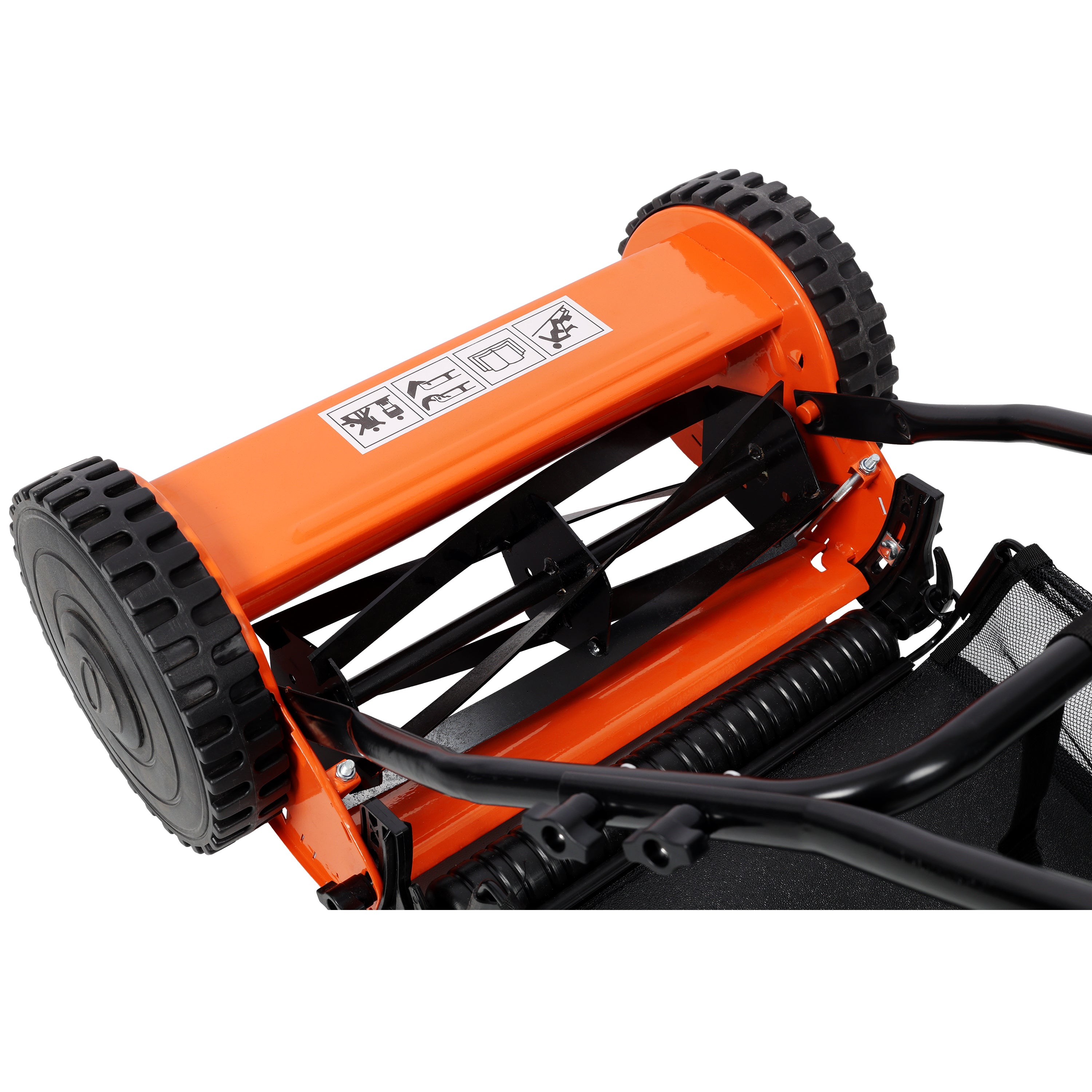 14-Inch 5-Blade Push Reel Lawn Mower with Grass Catcher, ORANGE COLOR
