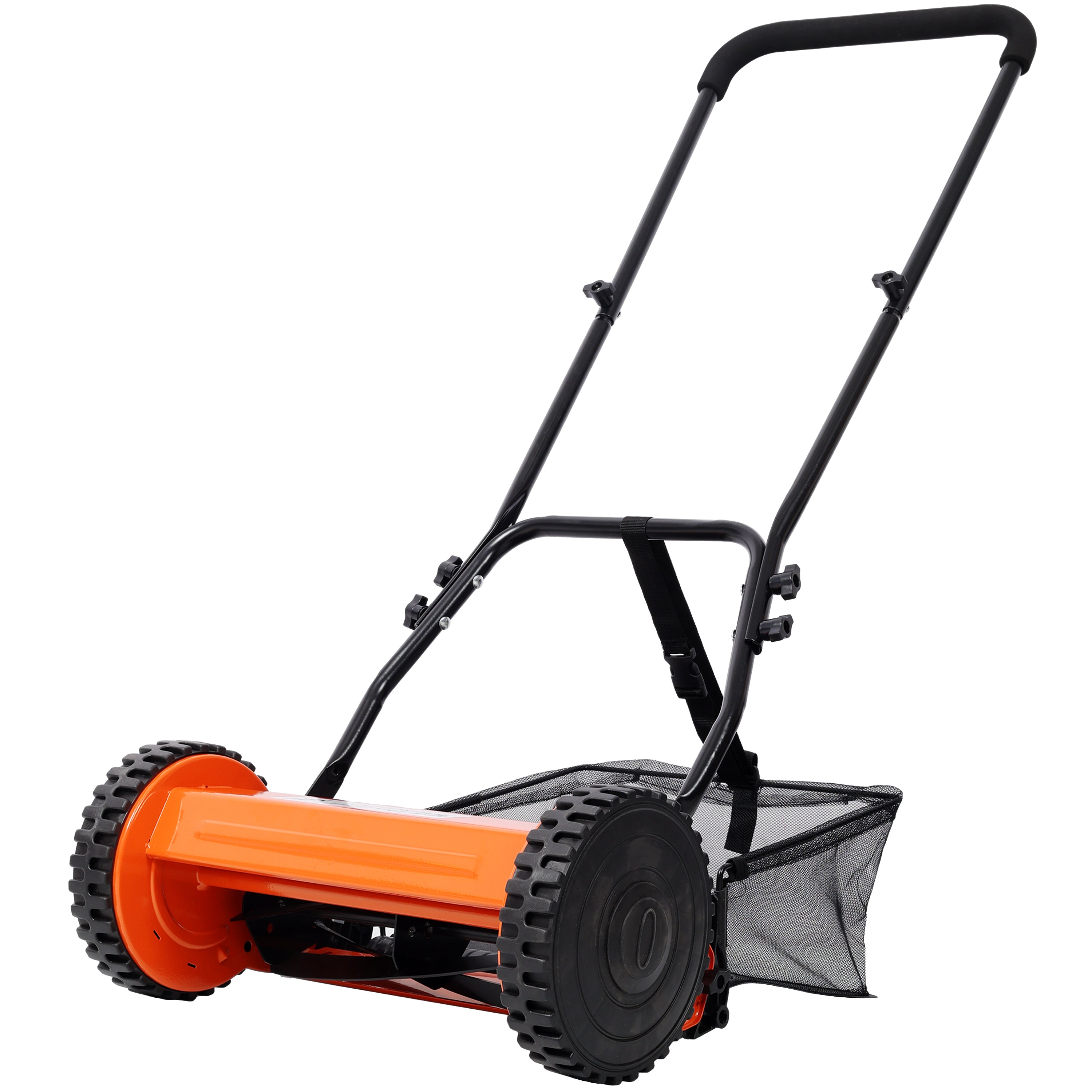 14-Inch 5-Blade Push Reel Lawn Mower with Grass Catcher, ORANGE COLOR