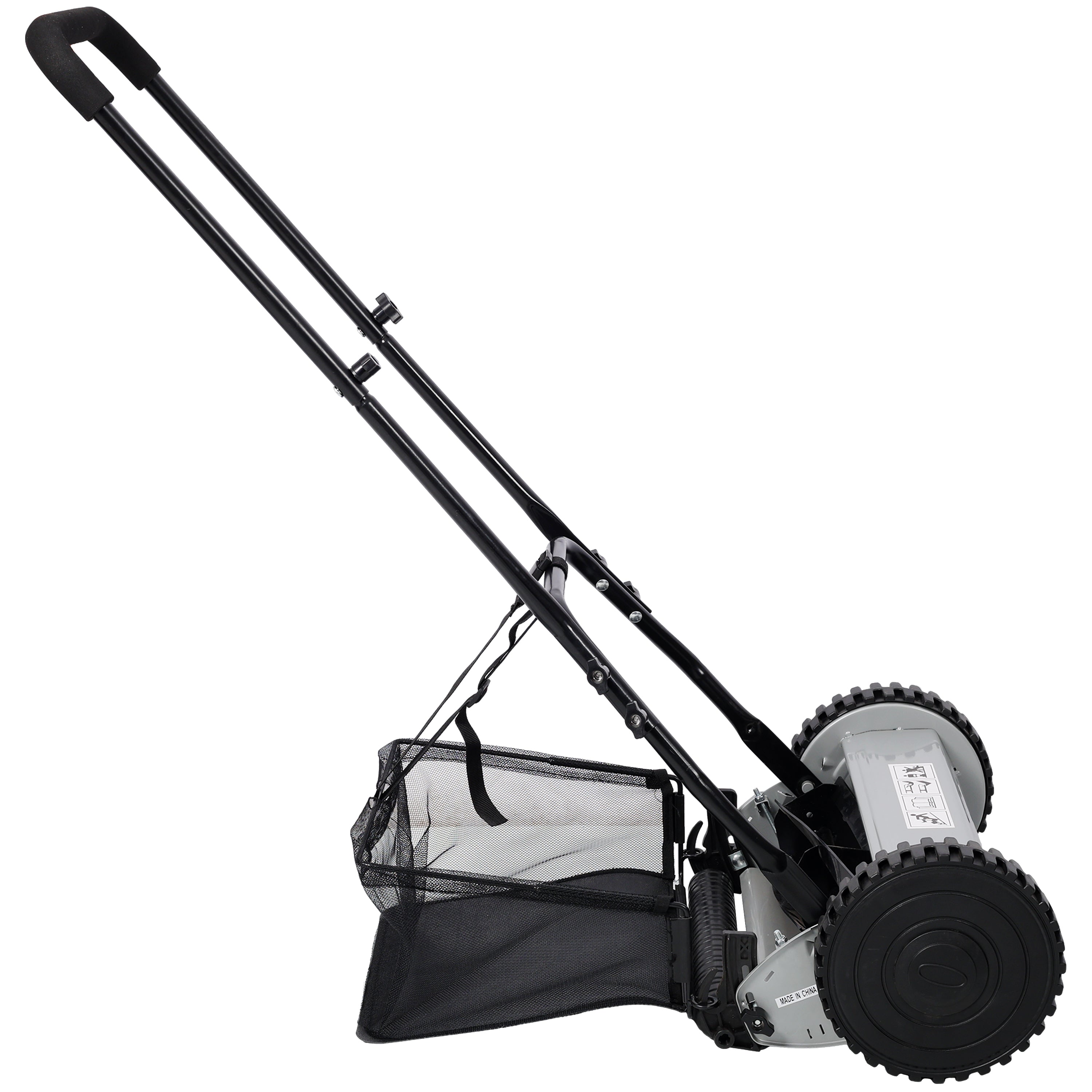 COLOR 14-Inch 5-Blade Push Reel Lawn Mower with Grass Catcher, GRAY COLOR