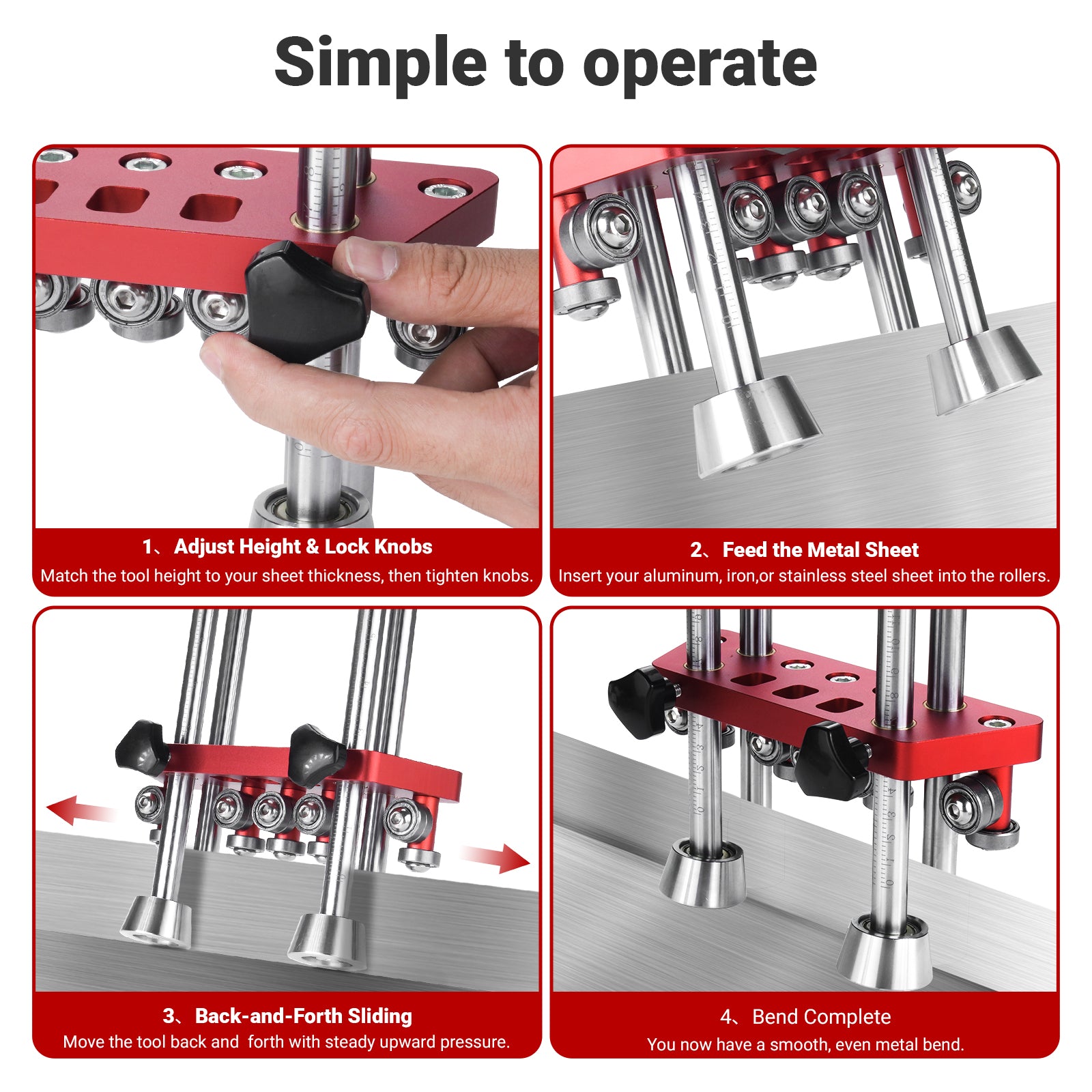 Sheet Metal Roller 2-Station Bender for 0.1–1mm Metal Sheets, 0–100° Adjustable