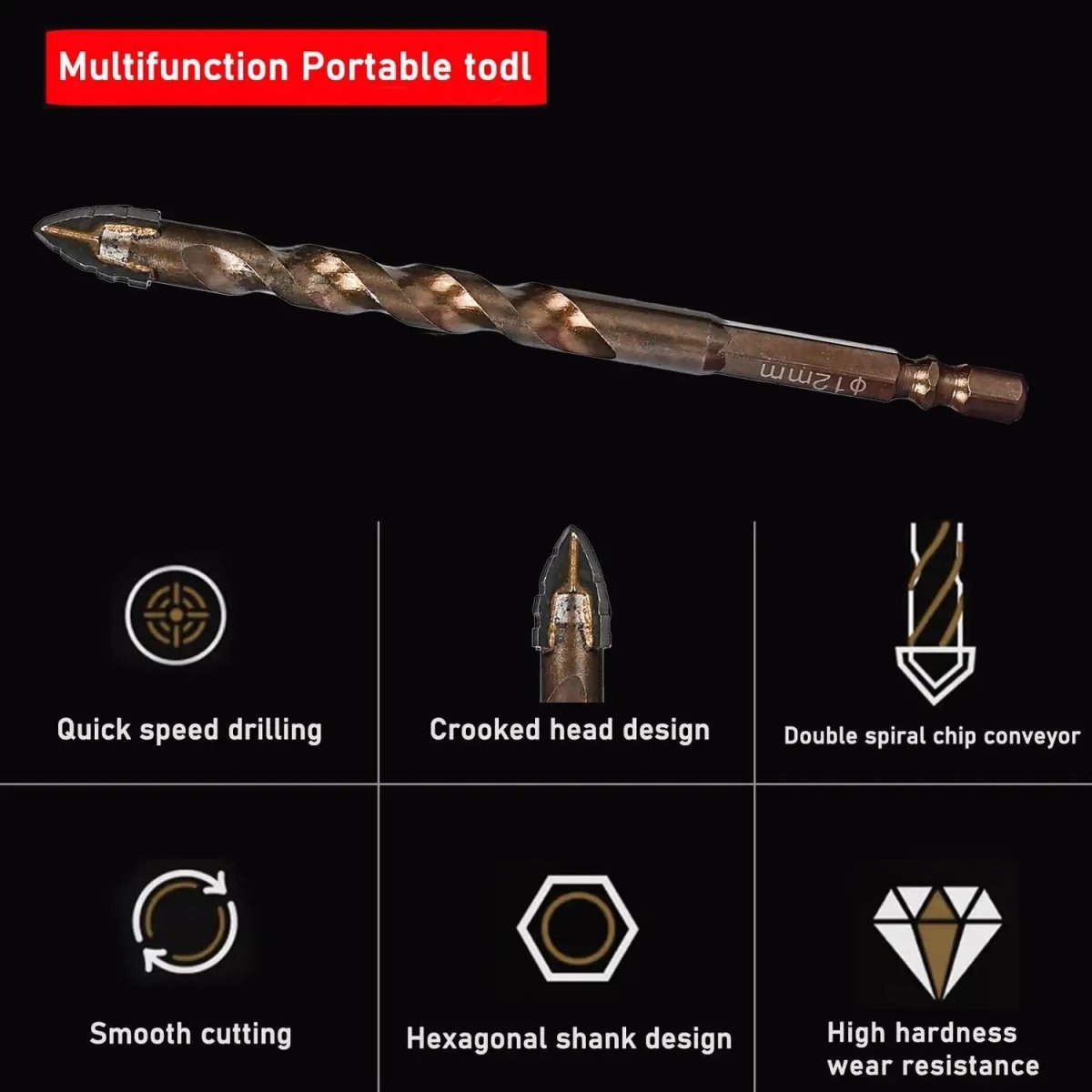 10PCS High - Strength Eccentric Twist Drill Bit,New Four - FluteSawtooth Eccentric Drill Bit,Multifunction Drill Bit Set(5/6/8/10/12) - HomeDIYer