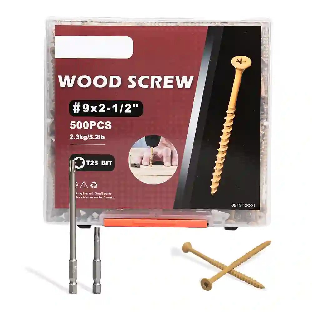 Yellow Deck Screws Set T25 Torx Self Tapping Wood Screws Exterior Deck Screws - HomeDIYer