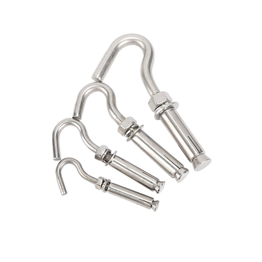 Open Hook Eye Expansion Bolts – Stainless Steel A2 Wall Anchors (M6–M12)